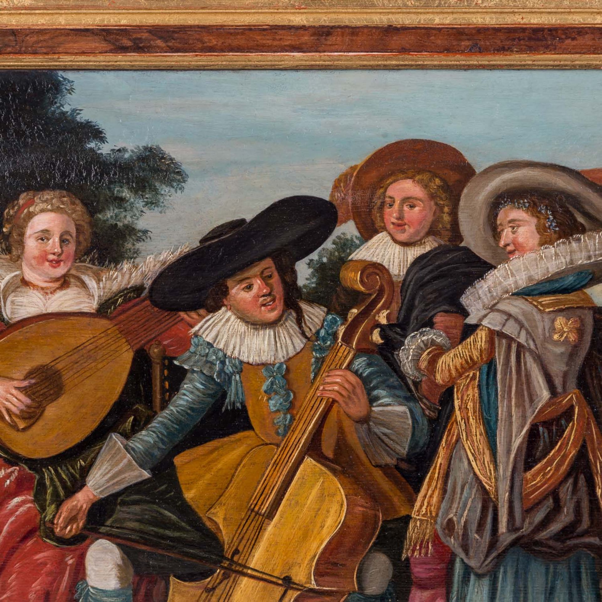 HALS, DIRCK, attribuiert (1591-1656), "Zwei musizierende Paare auf einer Terrasse", - Bild 3 aus 6