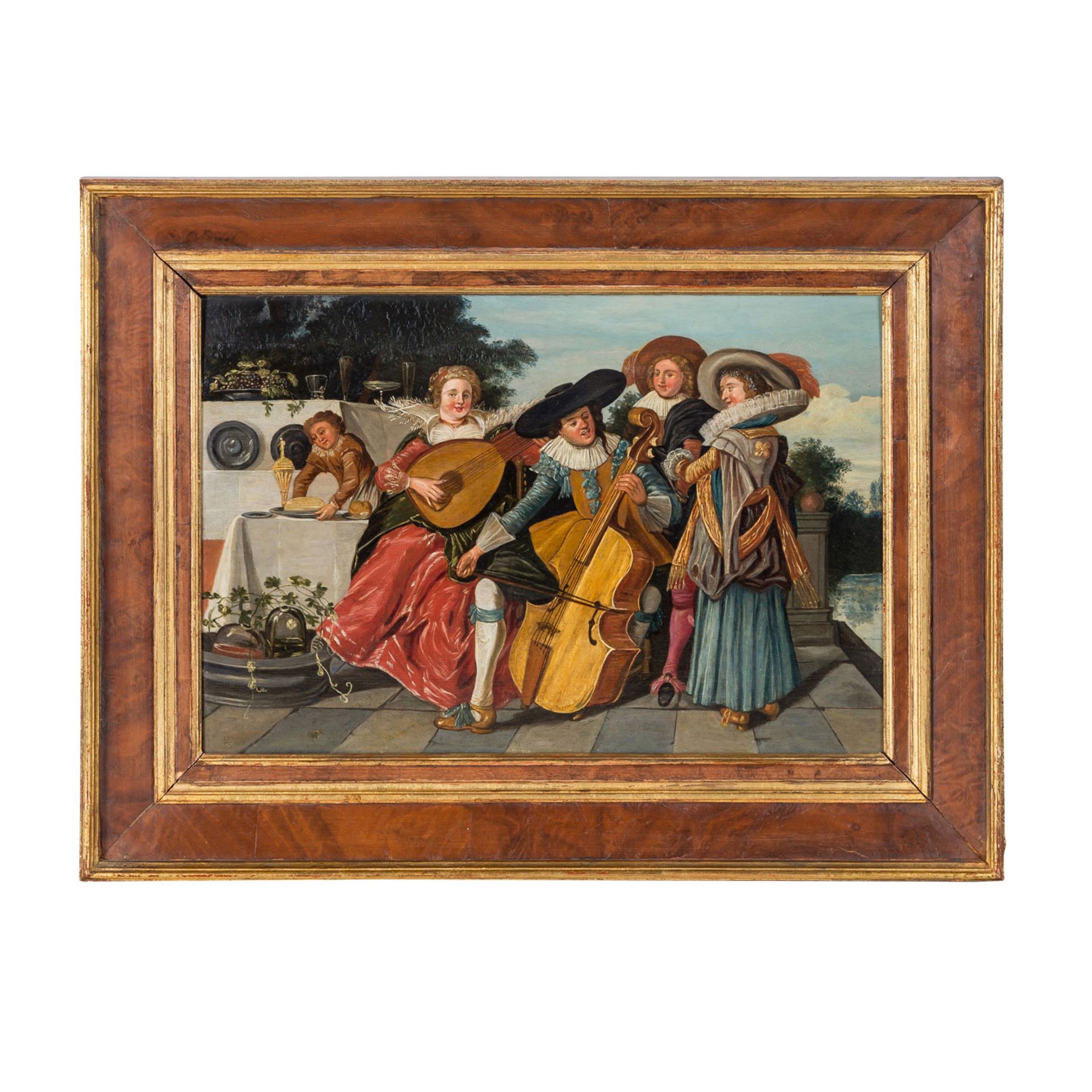 HALS, DIRCK, attribuiert (1591-1656), "Zwei musizierende Paare auf einer Terrasse", - Bild 2 aus 6