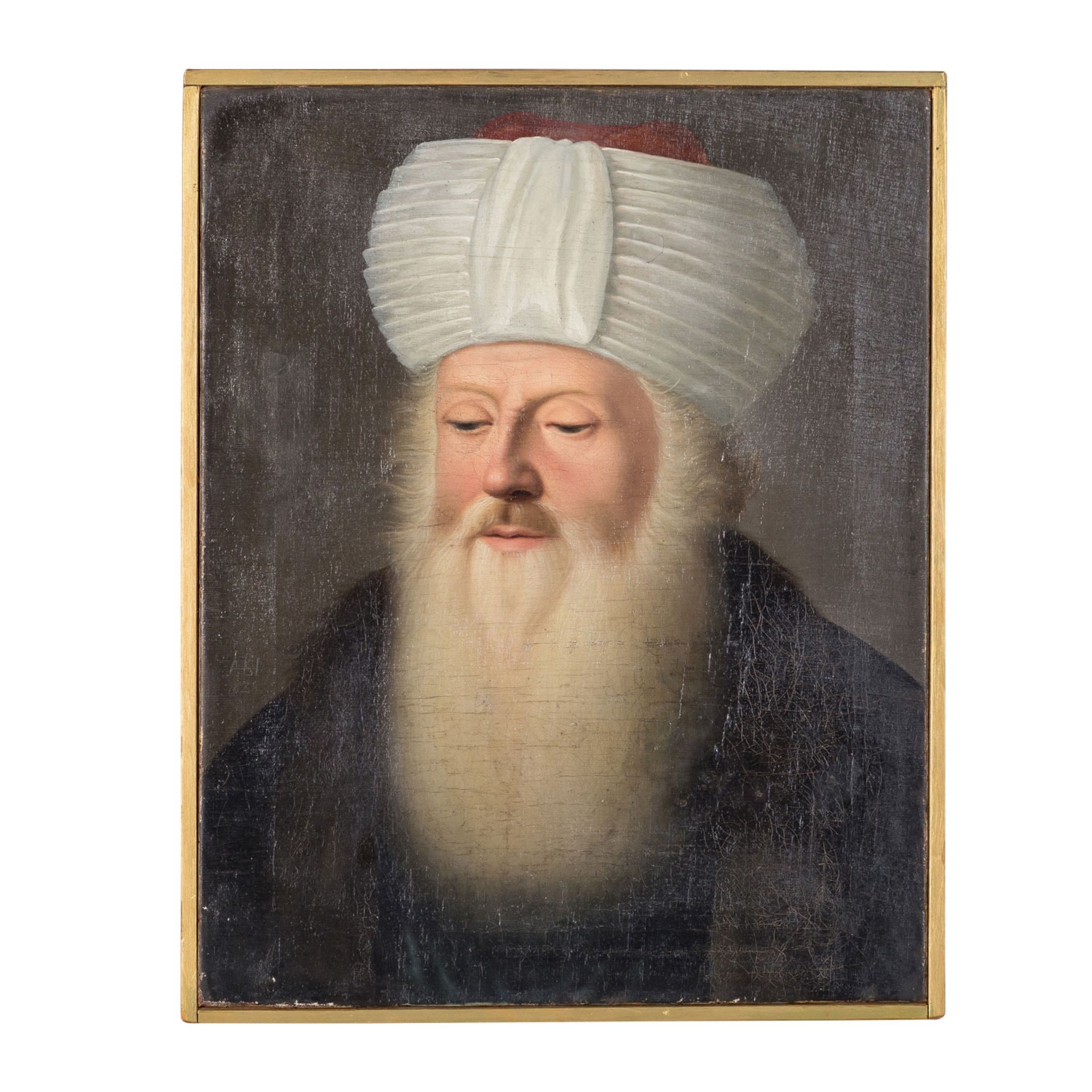 ALI (Maler 18./19. Jh.), "Bärtiger Herr mit Turban und Pelzkragen", - Bild 2 aus 8