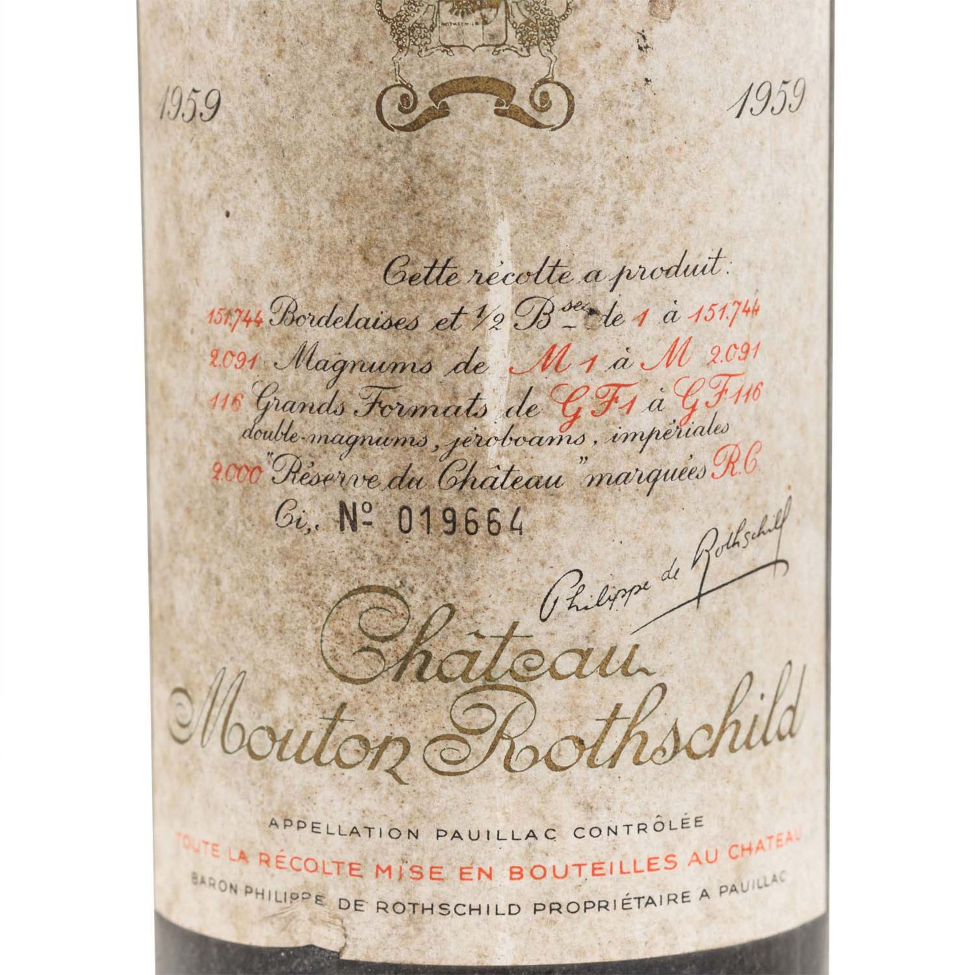 CHÂTEAU MOUTON 1 Flasche ROTHSCHILD 1959 - Bild 2 aus 5