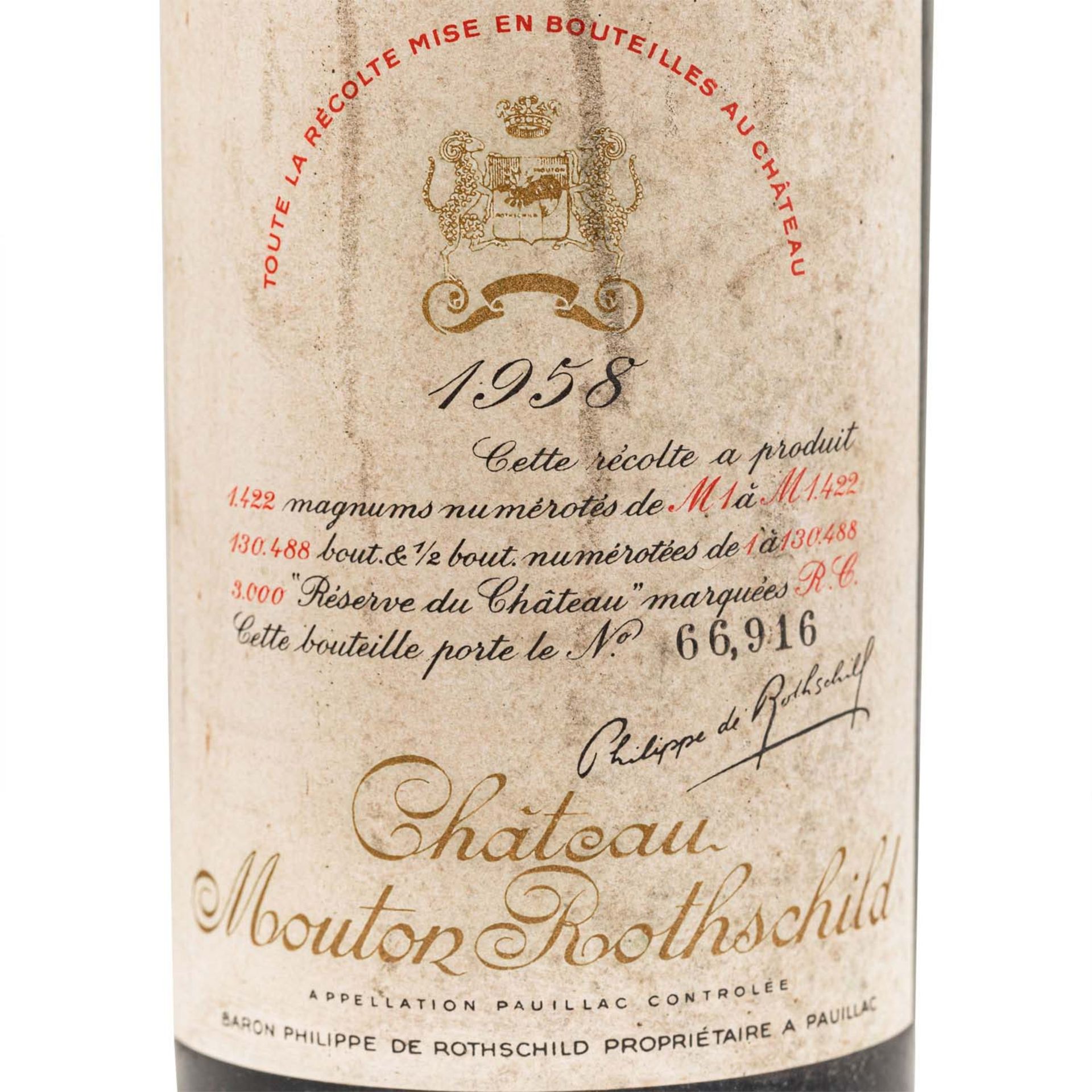 CHÂTEAU MOUTON 1 Flasche ROTHSCHILD 1958 - Bild 2 aus 5