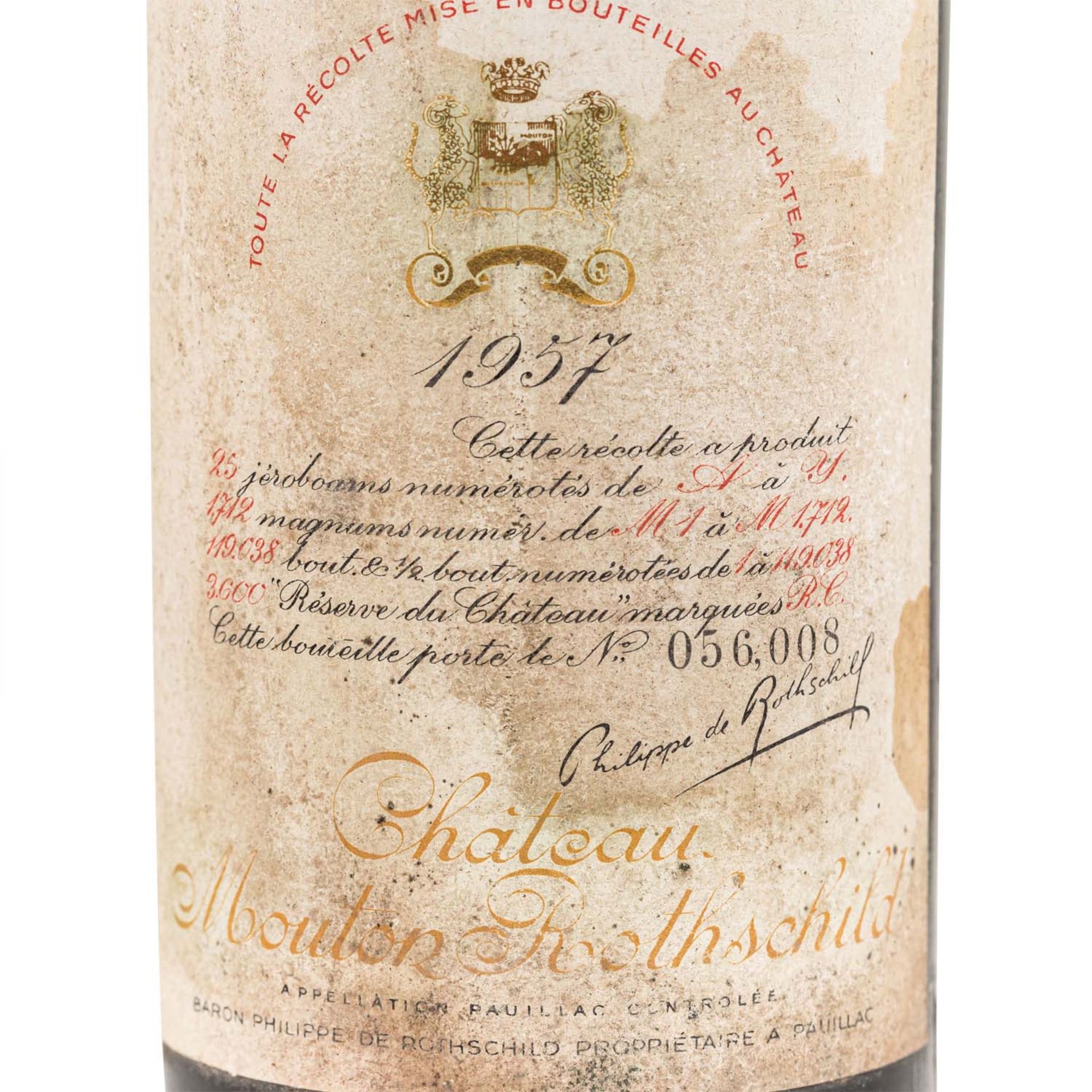 CHÂTEAU MOUTON 1 Flasche ROTHSCHILD 1957 - Bild 3 aus 6