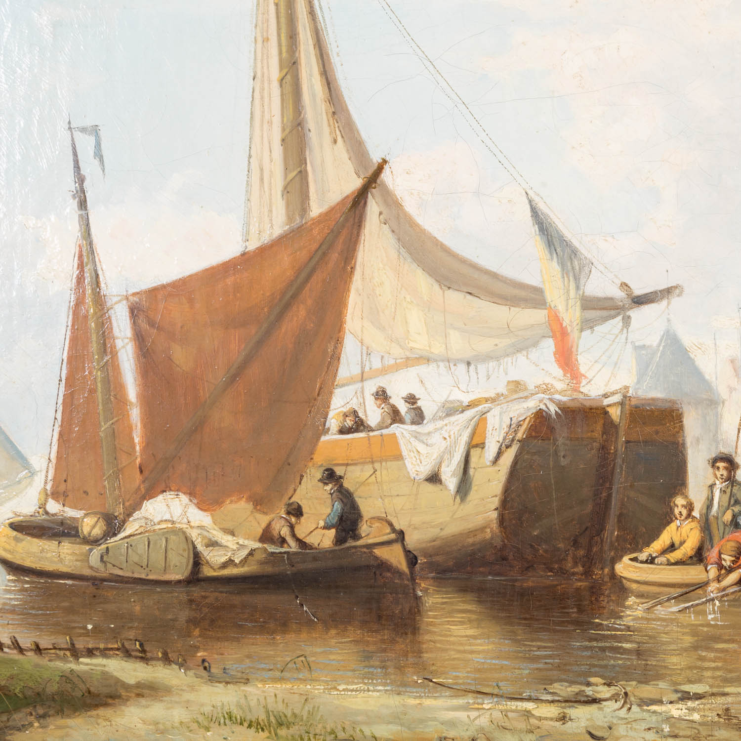 SCHAUMBURG, JULES (1839-1886), "Holländisches Segelschiff und Boote vor dem Hafen", - Image 6 of 9