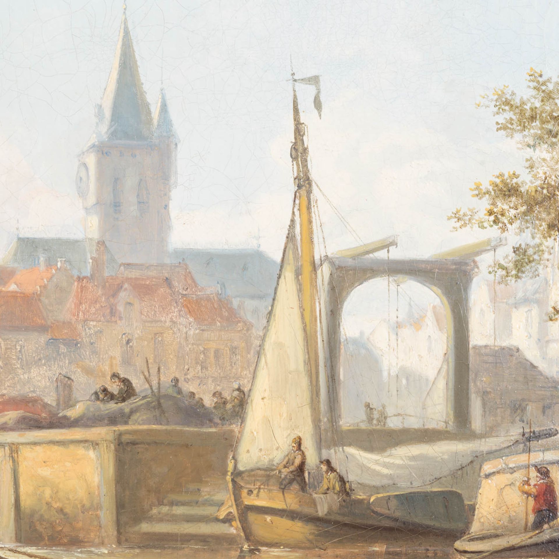 SCHAUMBURG, JULES (1839-1886), "Holländisches Segelschiff und Boote vor dem Hafen", - Image 5 of 9