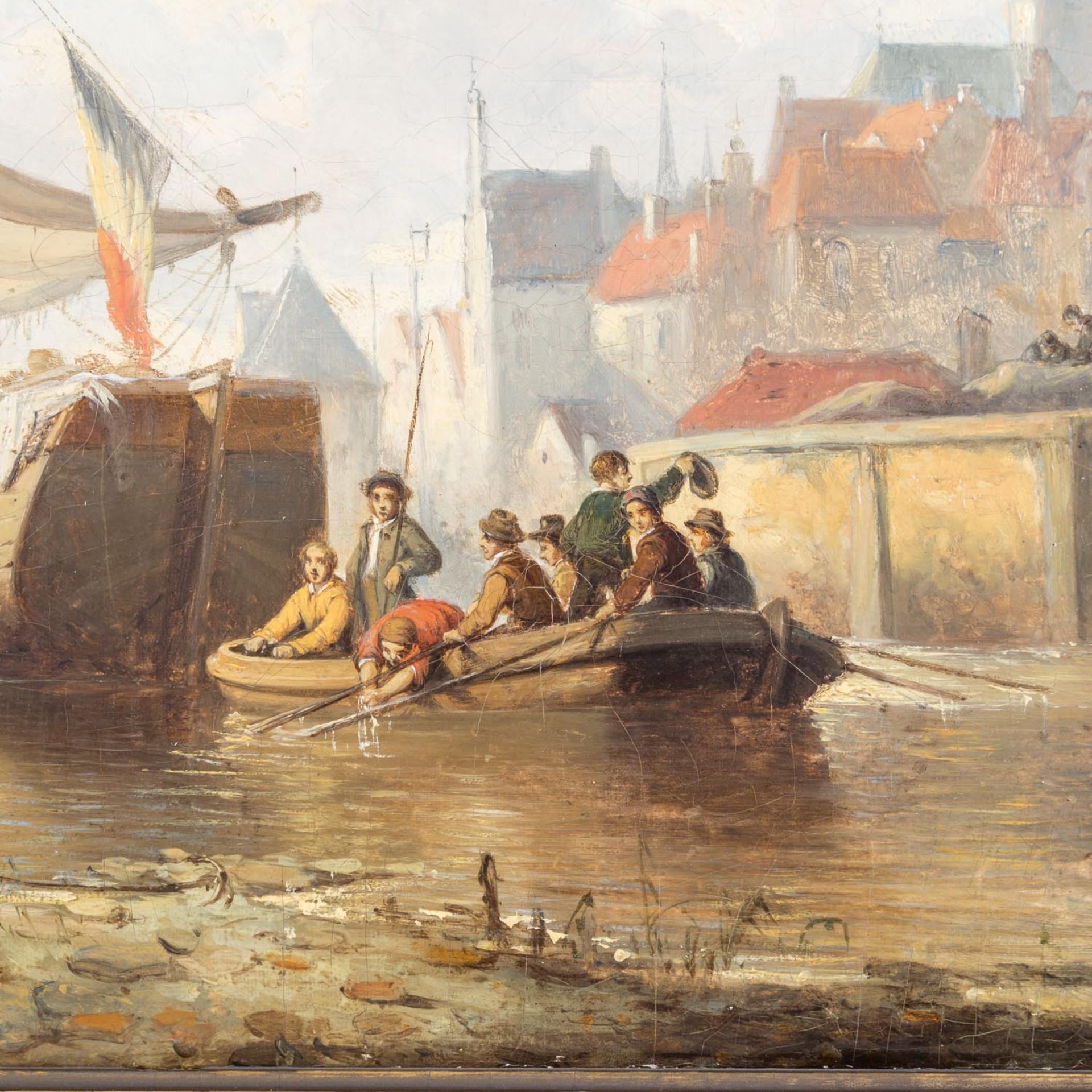 SCHAUMBURG, JULES (1839-1886), "Holländisches Segelschiff und Boote vor dem Hafen", - Image 4 of 9