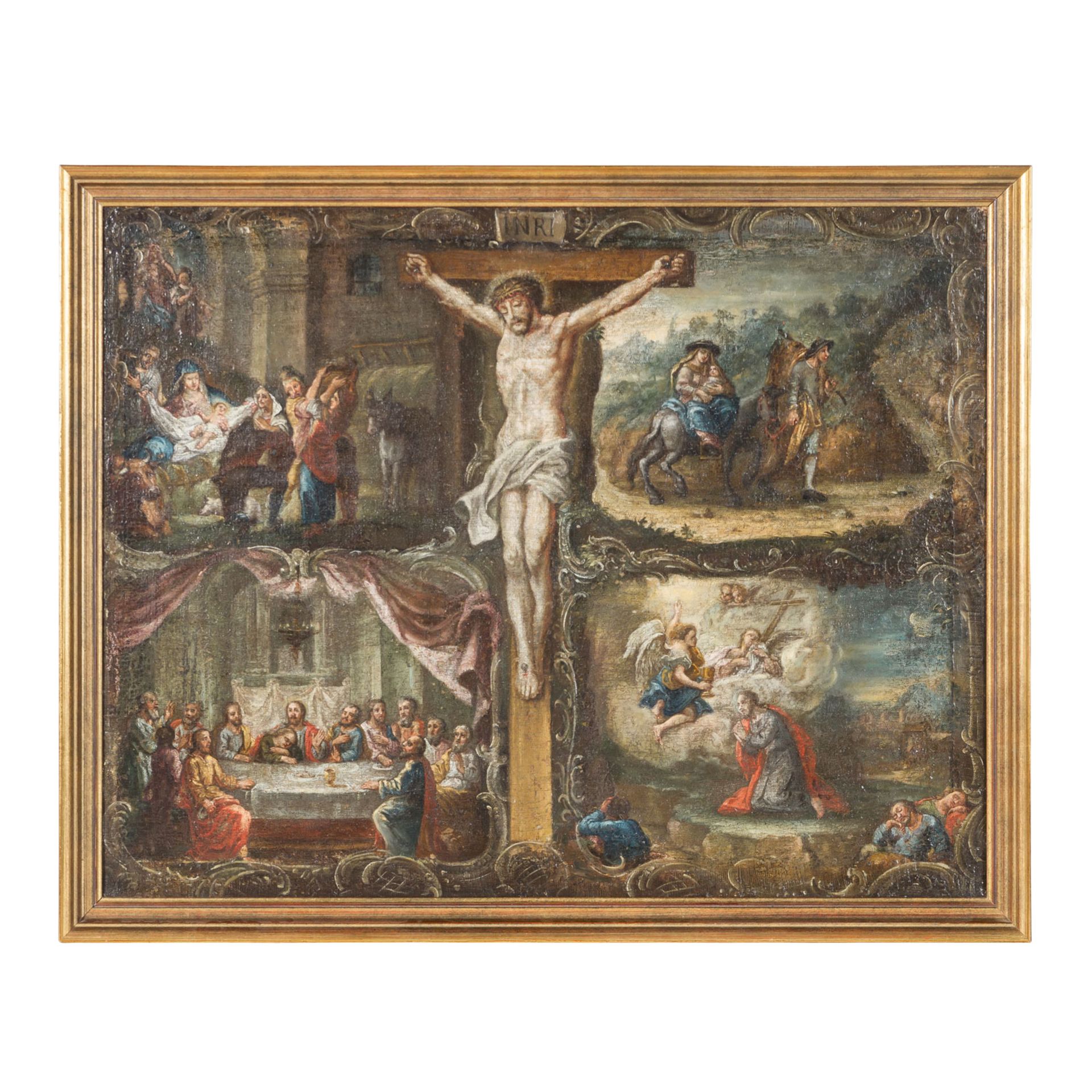 MALER des Alpenraums 18. Jh., "Kreuzigung und vier Szenen aus dem Christusleben", - Image 2 of 7