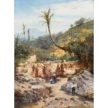 ZIMMERMANN, ALBERT (1808-1888), "Wäscherinnen in mediterraner Landschaft mit Palmen",