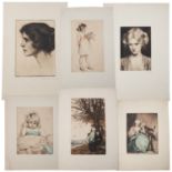 PETERS, HELA und ATTR. (auch Peters-Ebbecke, 1885-1973), 6 Radierungen: Portraits und galante Szenen