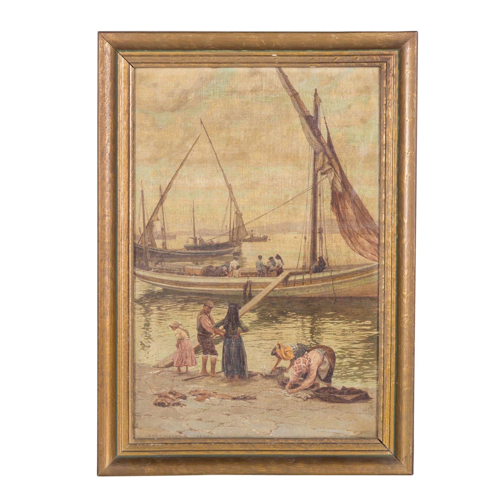 MEYER-WALDECK, KUNZ (1859-1953), "Muschelsammlerinnen und Segelschiffe am Strand", - Bild 2 aus 7