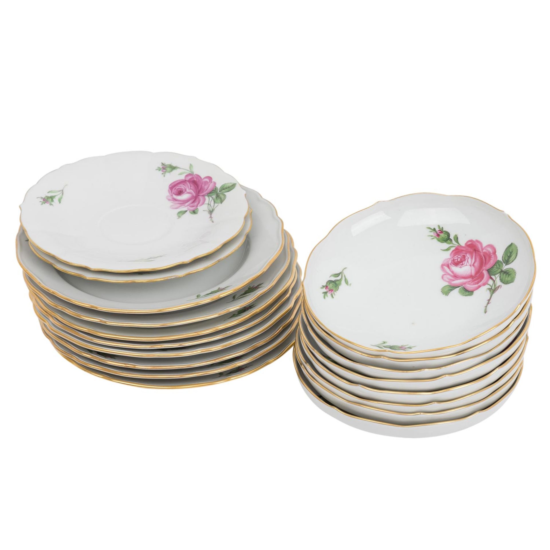 MEISSEN Kaffeeservice f. 8 Personen 'Rote Rose', 2. Wahl, 20. Jh. - Image 7 of 8