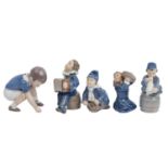 ROYAL COPENHAGEN/B&G 5-tlg Konvolut Kinderfiguren, 20. Jh.