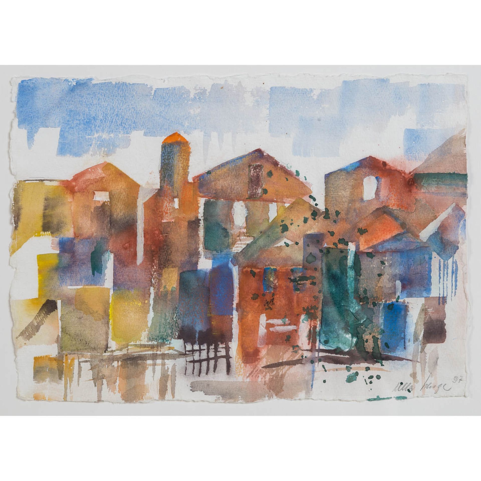 KLUGE (?), ULLA (Künstlerin 20. Jh.), 3 Aquarelle "In der Stadt", - Bild 3 aus 7