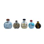 5 Snuffbottles aus Glas. CHINA, 19./20. Jh.,