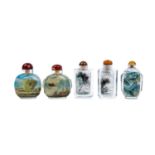 5 Snuffbottles. CHINA, 20. Jh.,