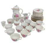 MEISSEN Kaffeeservice f. 8 Personen 'Rote Rose', 2. Wahl, 20. Jh.