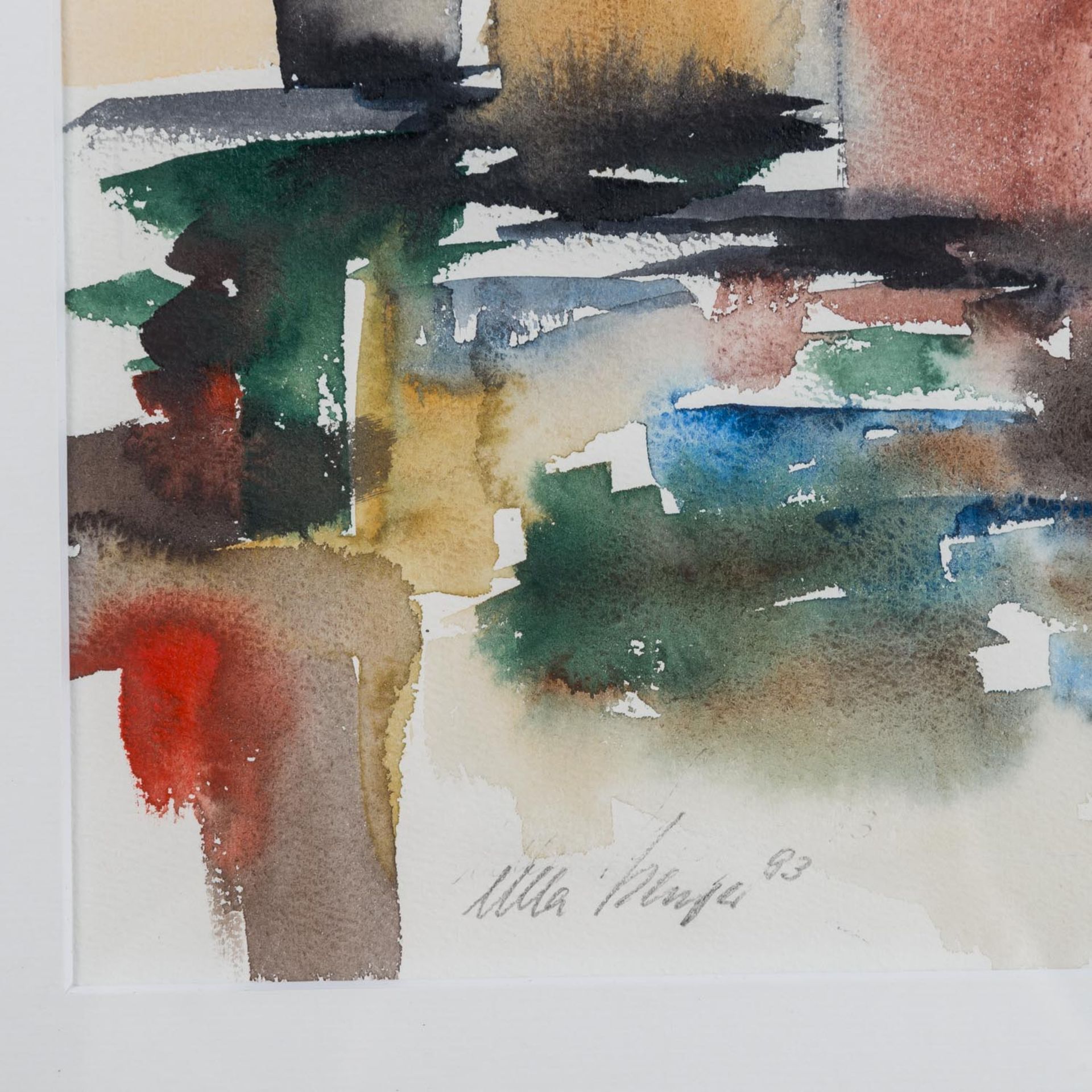 KLUGE (?), ULLA (Künstlerin 20. Jh.), 3 Aquarelle "In der Stadt", - Bild 5 aus 7