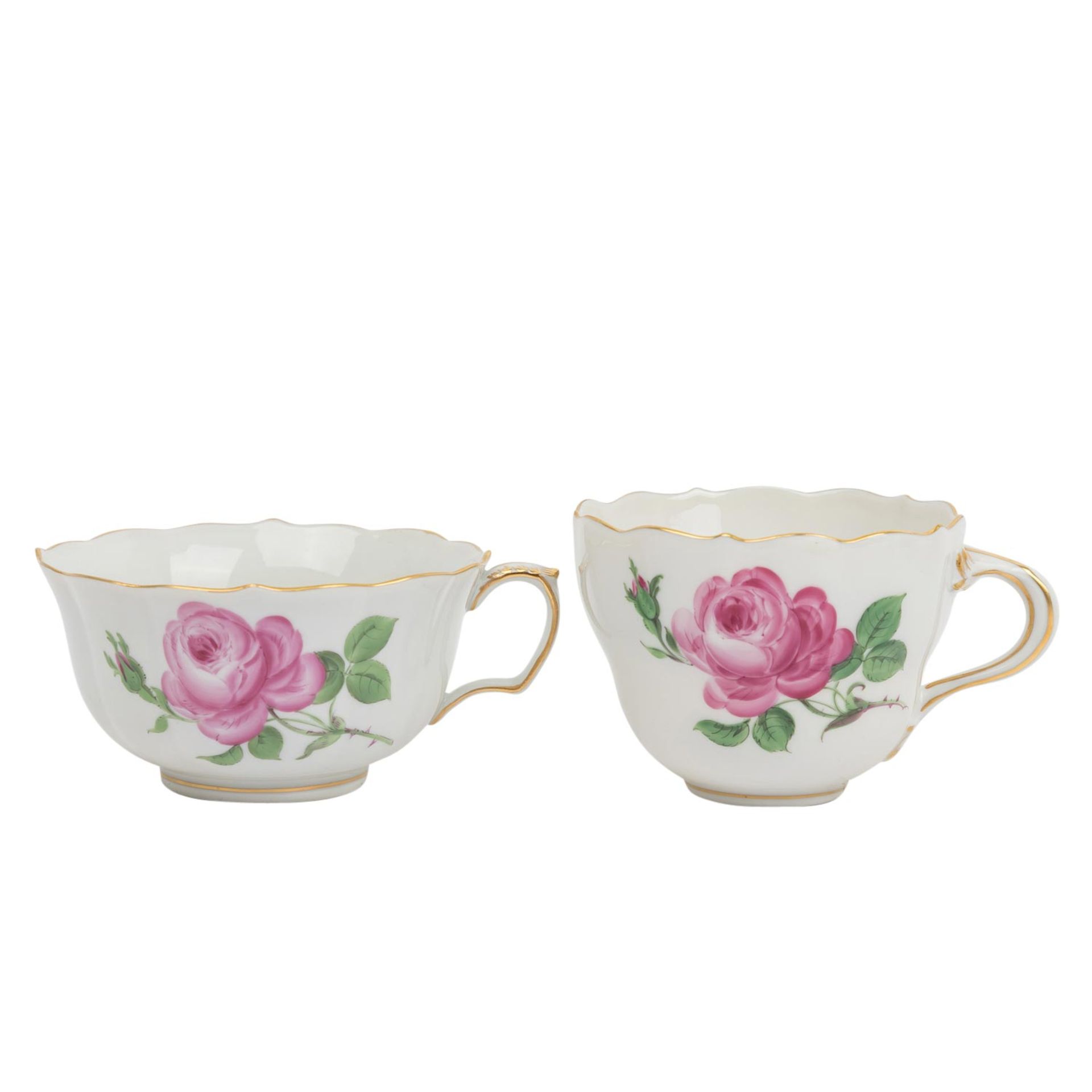 MEISSEN Kaffeeservice f. 8 Personen 'Rote Rose', 2. Wahl, 20. Jh. - Image 4 of 8