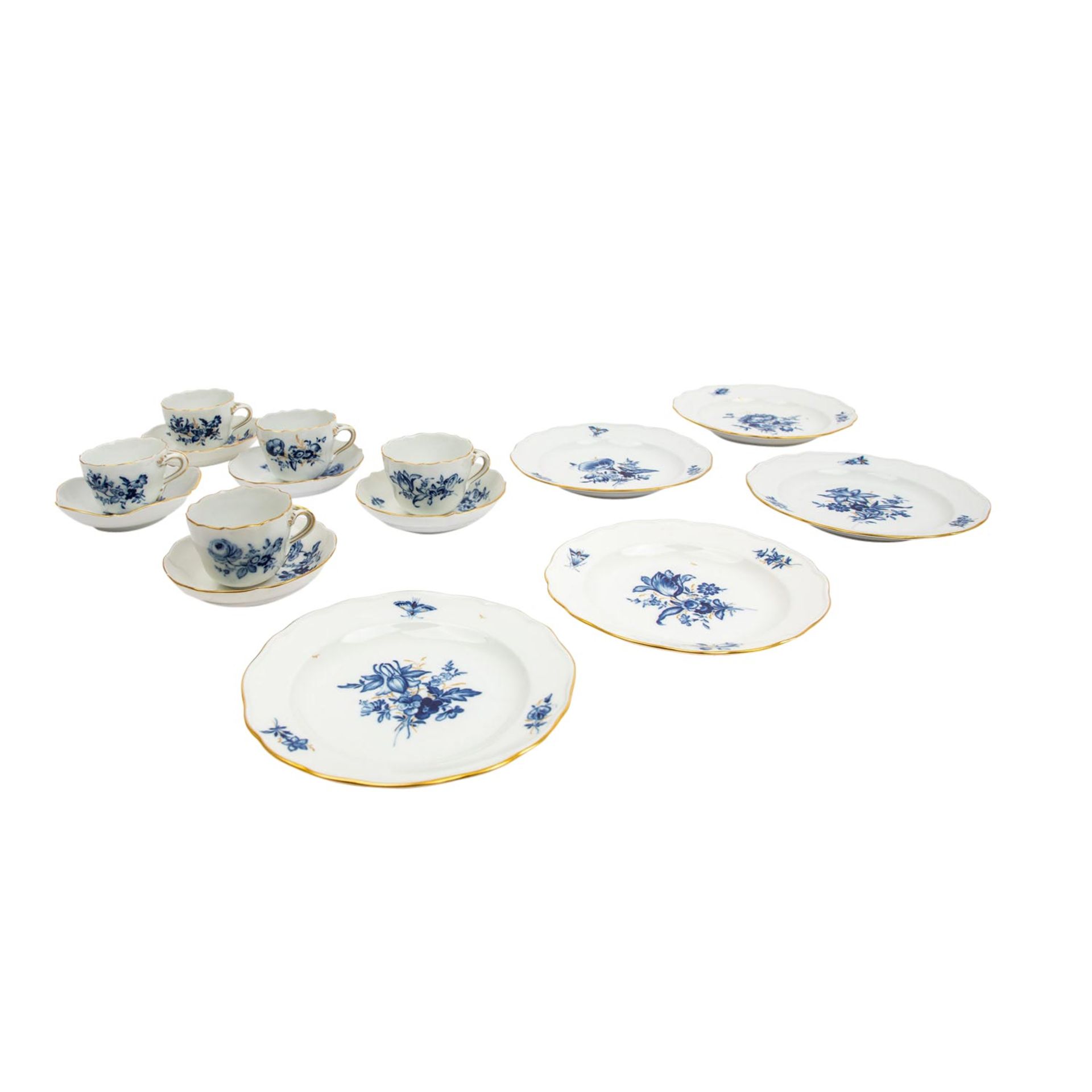 MEISSEN Konvolut Mokkaserviceteile, überwiegend 'Blaue Blume mit Goldgräsern und Insekten', 2. Wahl, - Image 5 of 7