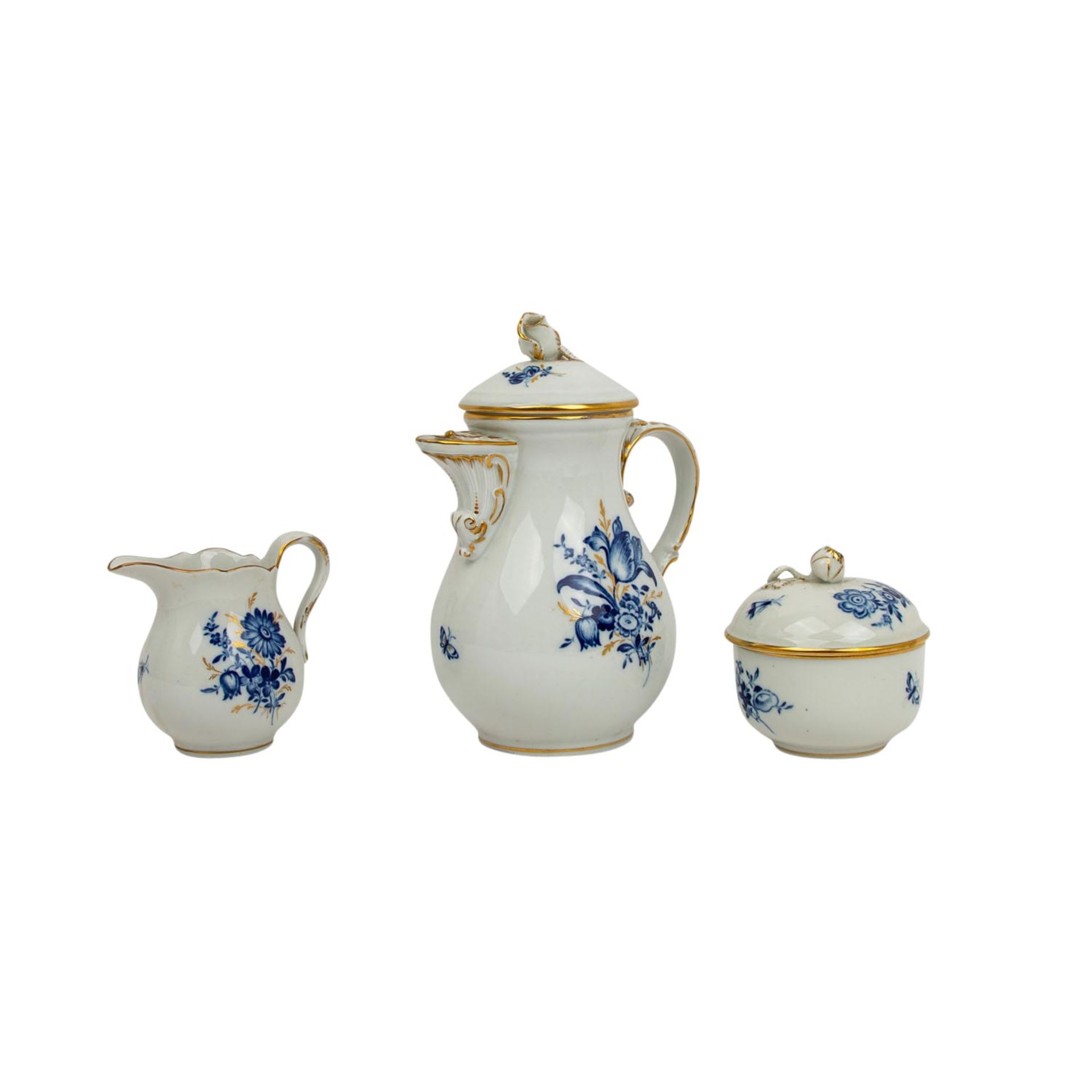 MEISSEN Konvolut Mokkaserviceteile, überwiegend 'Blaue Blume mit Goldgräsern und Insekten', 2. Wahl, - Image 2 of 7