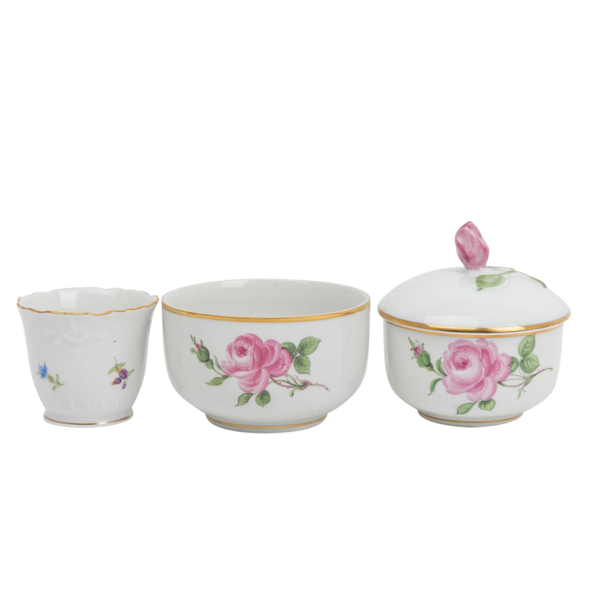 MEISSEN Kaffeeservice f. 8 Personen 'Rote Rose', 2. Wahl, 20. Jh. - Image 6 of 8