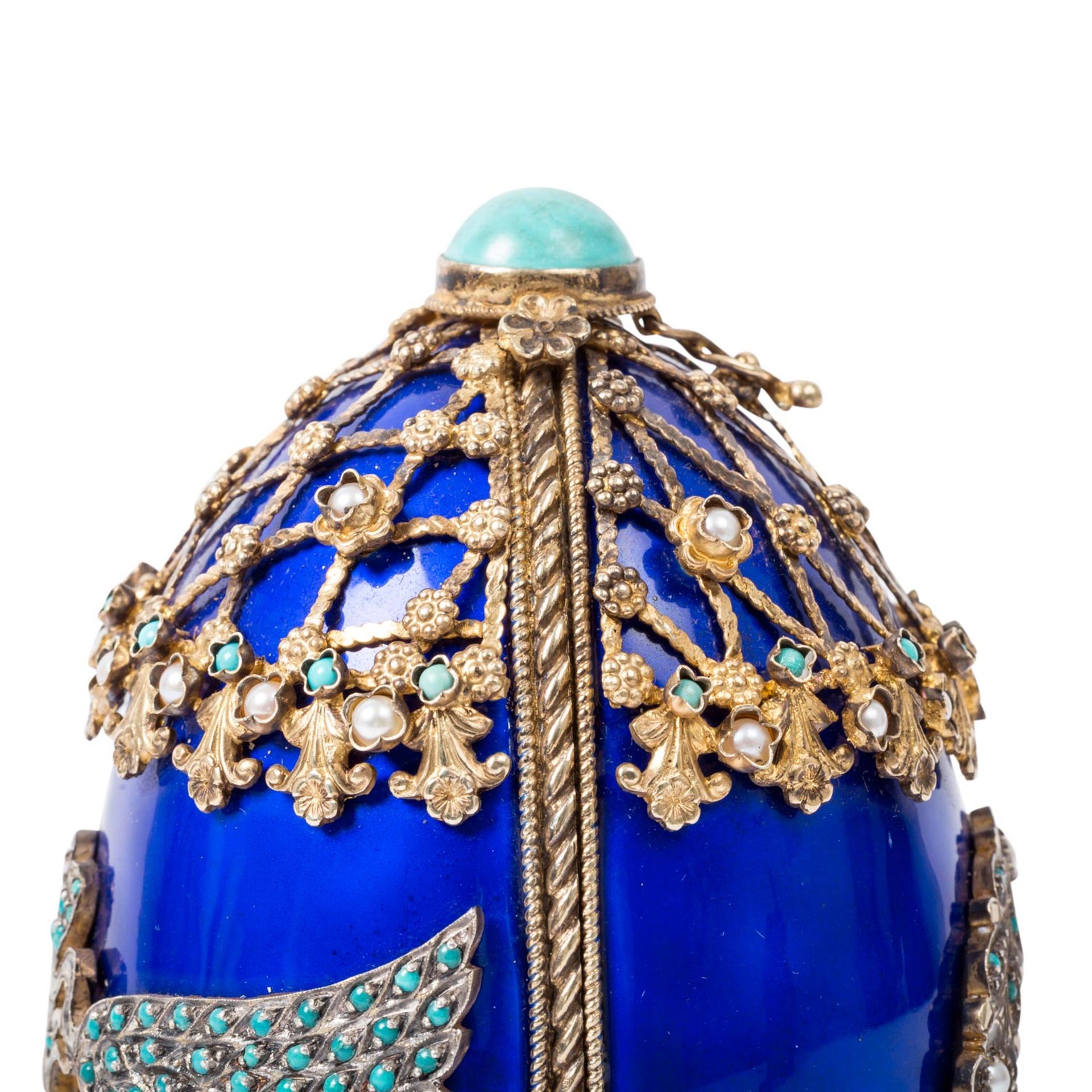 RUSSLAND aufklappbares Zier-Ei mit Reiterstandbild im Fabergé-Stil, 20. Jh. - Bild 6 aus 16