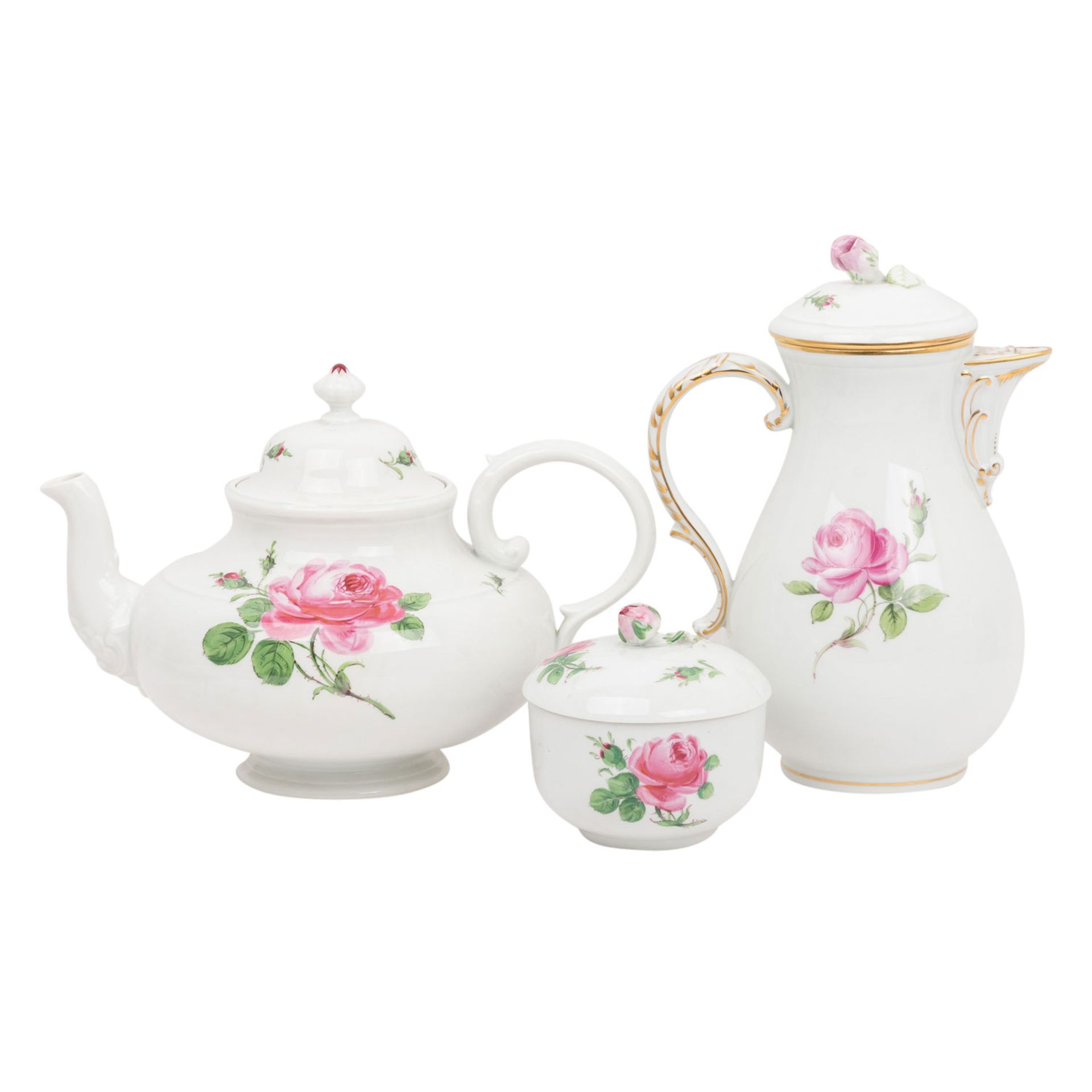 MEISSEN Teeservice f. 12 Personen 'Rote Rose', überwiegend 2. Wahl, ab ca. 1924. - Bild 3 aus 7