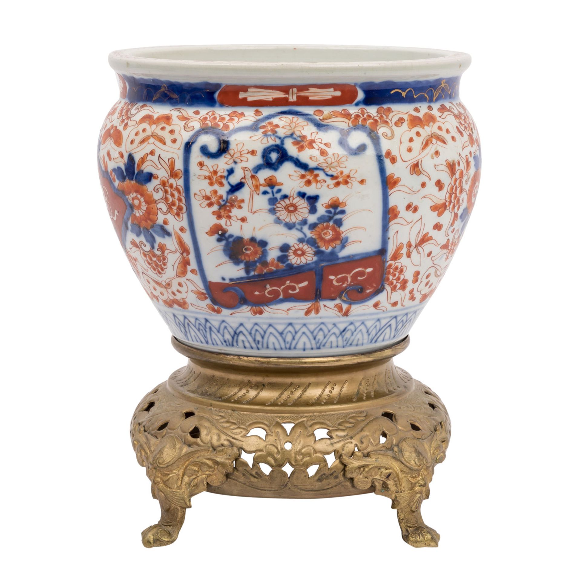 2 Imari-Vasen und 1 Imari-Cachepot mit Ormolu-Montierung, JAPAN: - Bild 3 aus 13