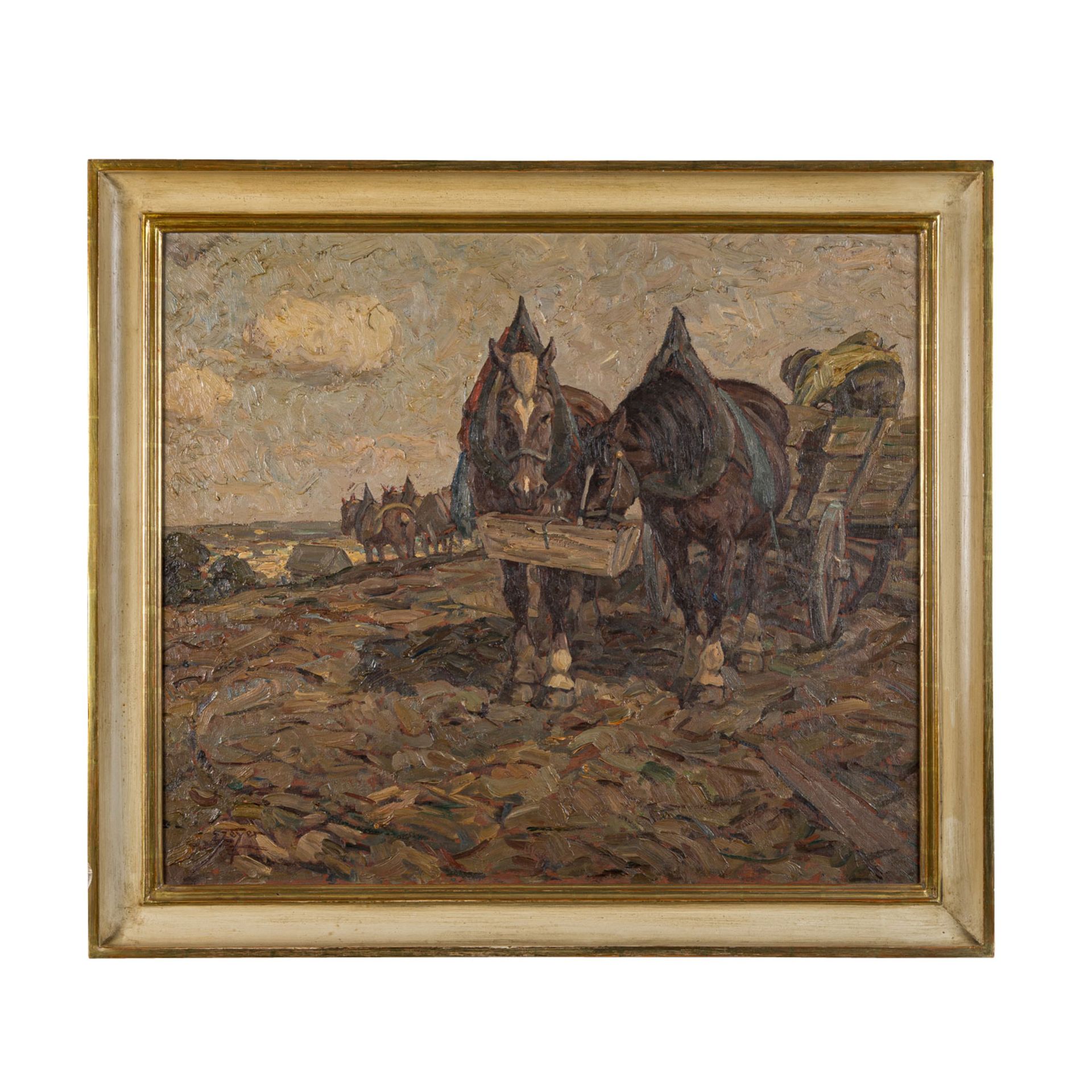 ZEYER, ERICH (1903-1960), "Pferdewagen auf dem Feld", - Bild 2 aus 4