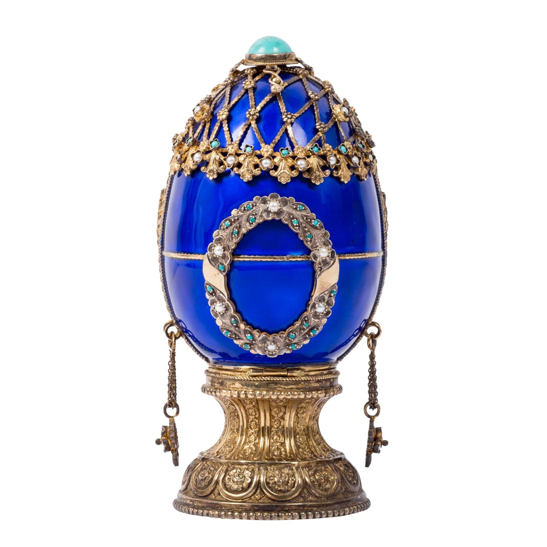 RUSSLAND aufklappbares Zier-Ei mit Reiterstandbild im Fabergé-Stil, 20. Jh. - Bild 2 aus 16