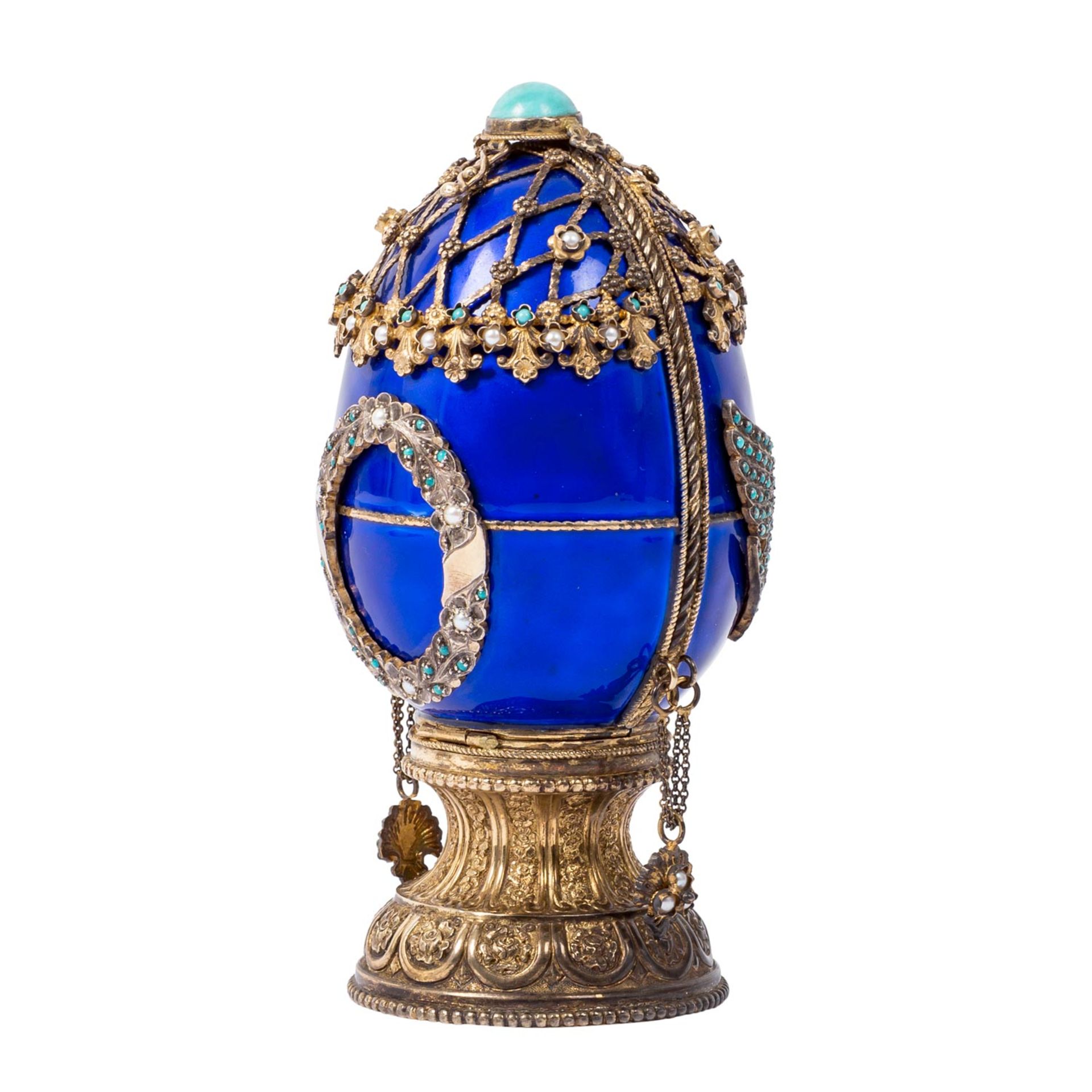 RUSSLAND aufklappbares Zier-Ei mit Reiterstandbild im Fabergé-Stil, 20. Jh. - Bild 4 aus 16