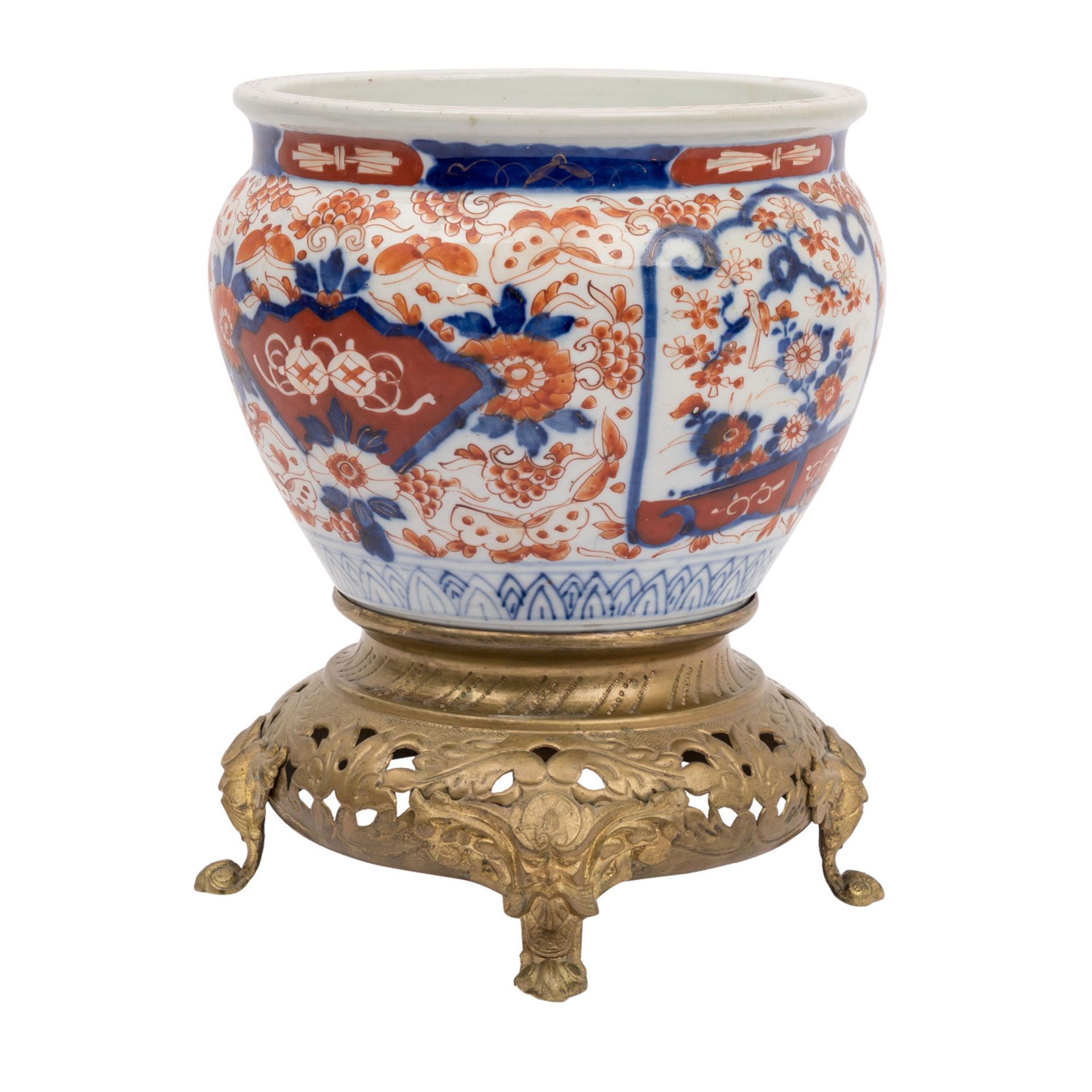 2 Imari-Vasen und 1 Imari-Cachepot mit Ormolu-Montierung, JAPAN: - Bild 4 aus 13