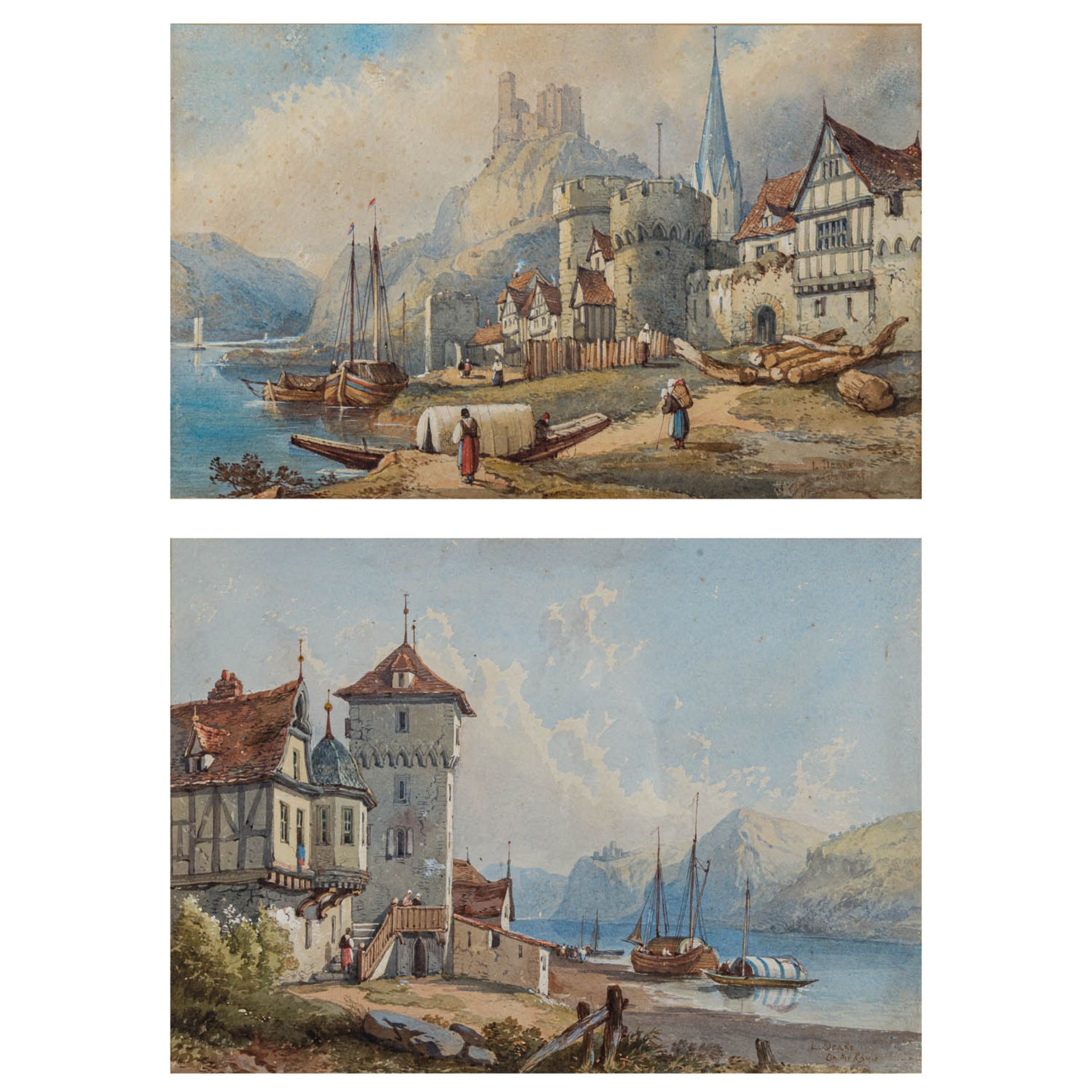 DEANE, L. (englischer oder amerikanischer Künstler 19./20. Jh.), 2x "On the River",