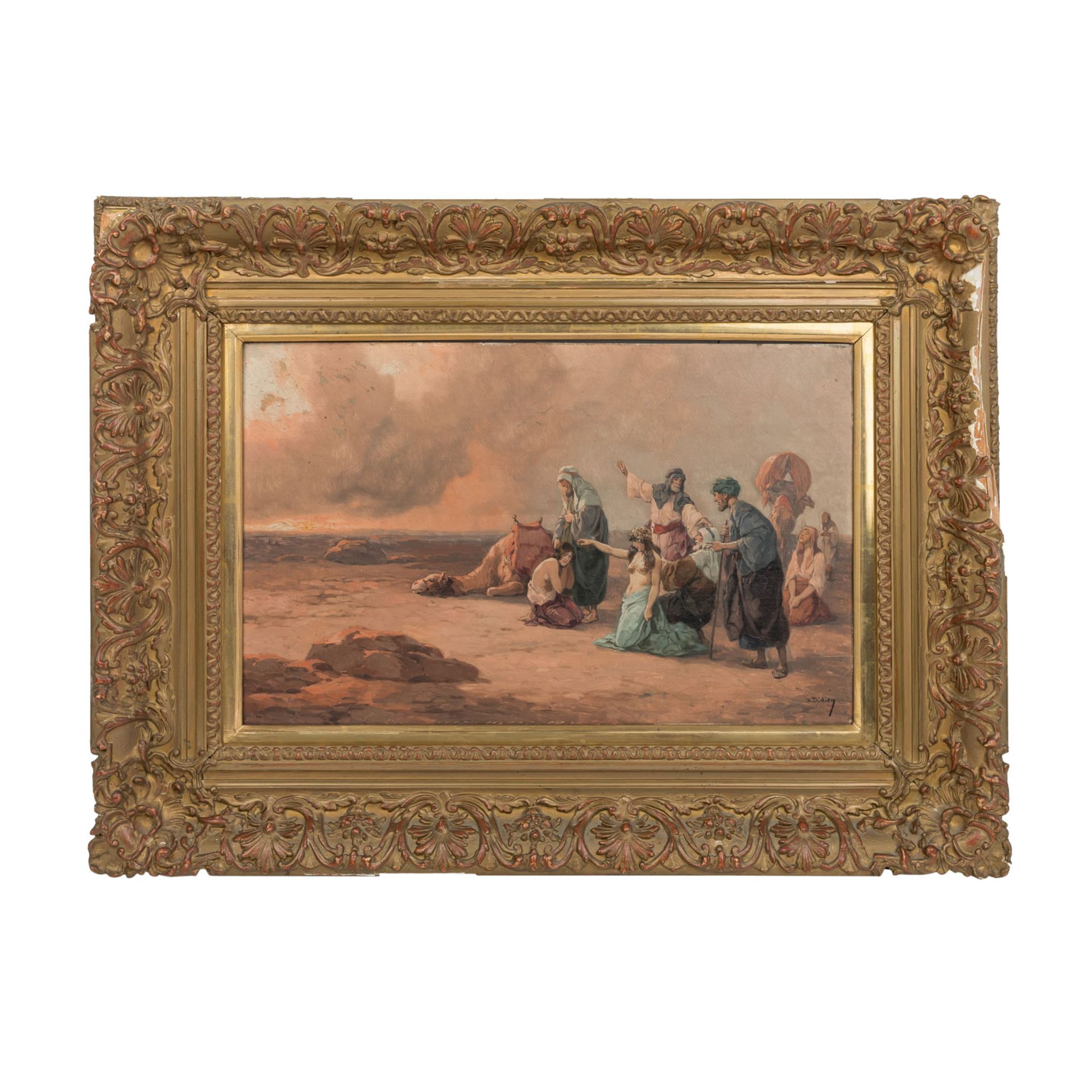 DIDIEN, J. (Maler/in 19./20. Jh.). "Beduinen mit orientalischen Frauen in der Wüste", - Bild 2 aus 9