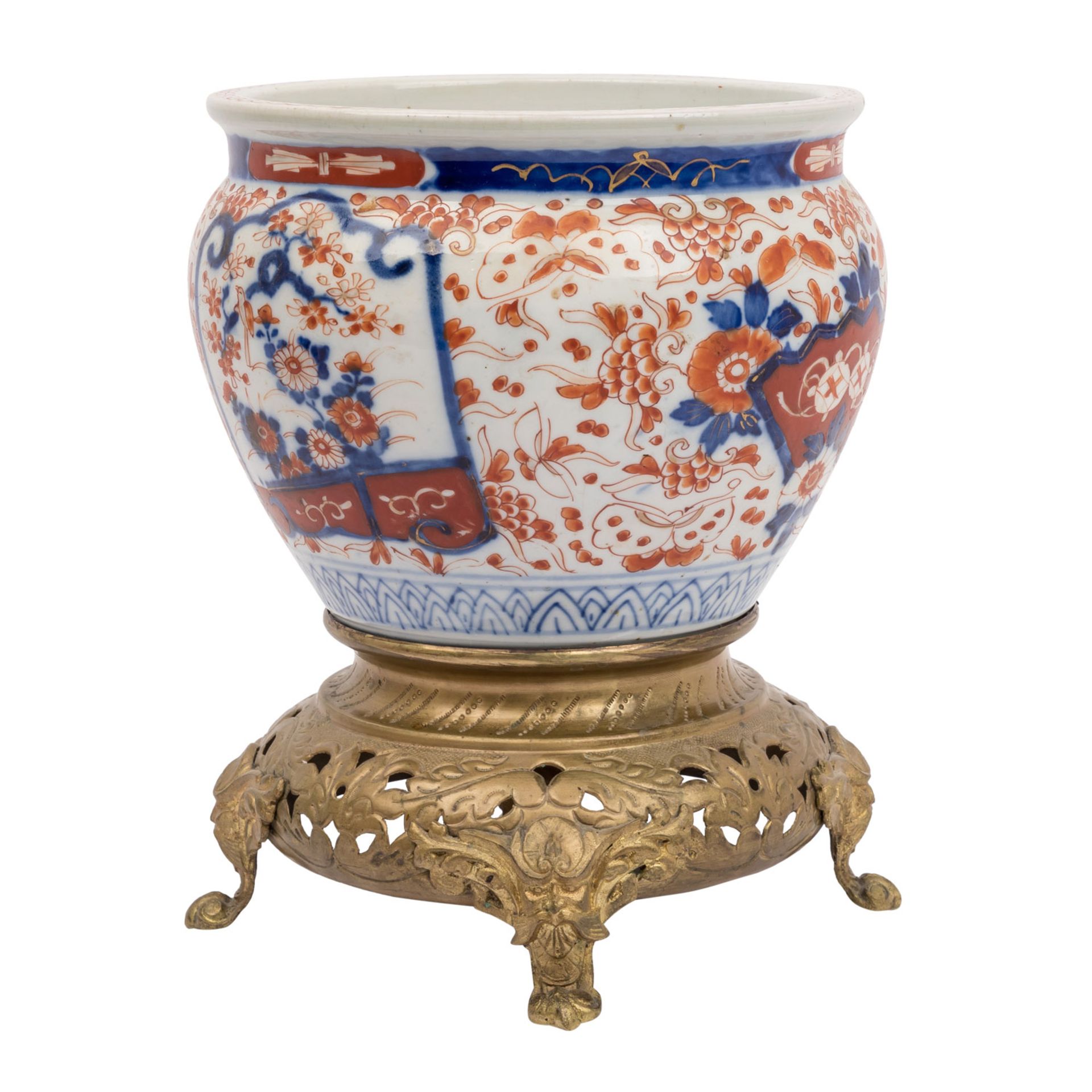 2 Imari-Vasen und 1 Imari-Cachepot mit Ormolu-Montierung, JAPAN: - Bild 2 aus 13