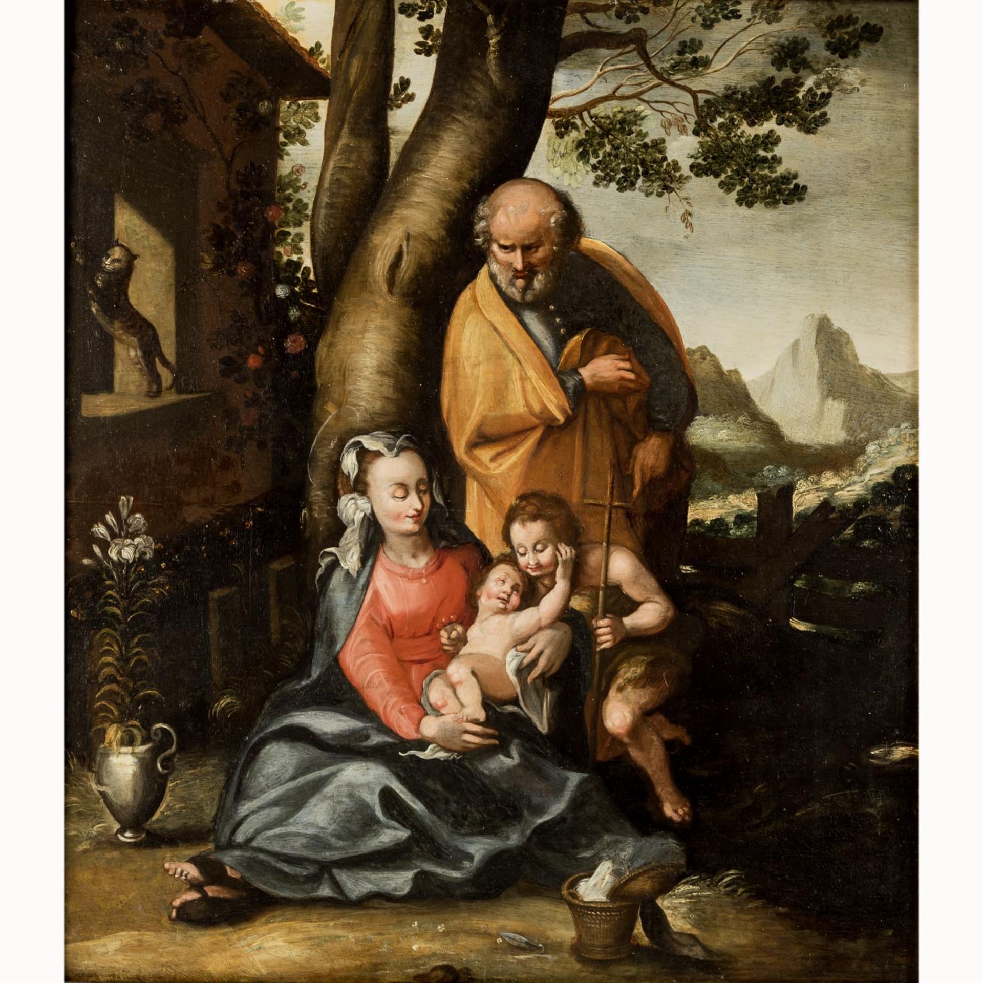 HOLLÄNDISCHER MALER 17./18. Jh., "Die Heilige Familie mit Johannesknabe",