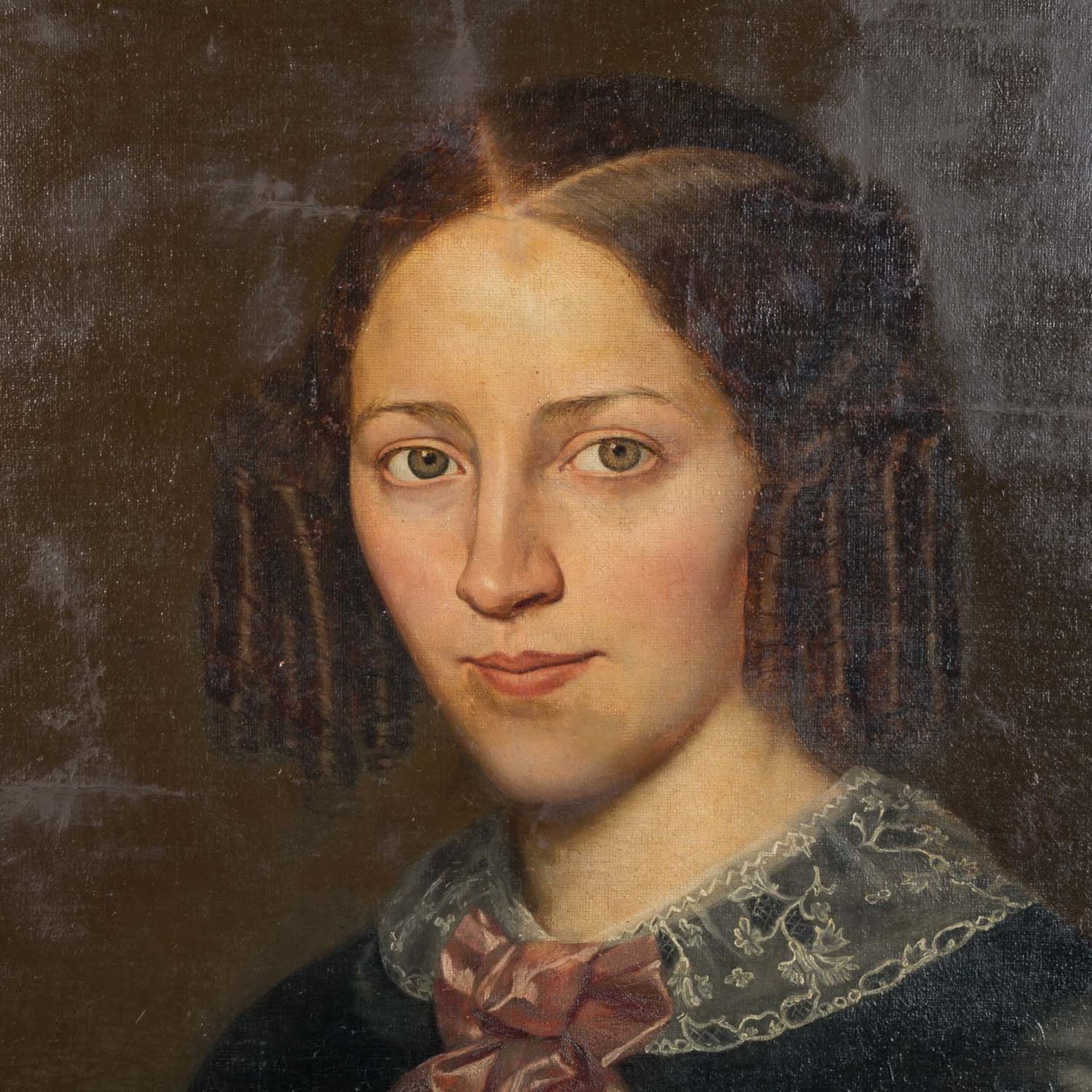 LOUSTAU, JACQUES J. LEOPOLD (1815-1894) "Portrait einer Dame im schwarzen Kleid mit weißer Spitze" - Bild 4 aus 5