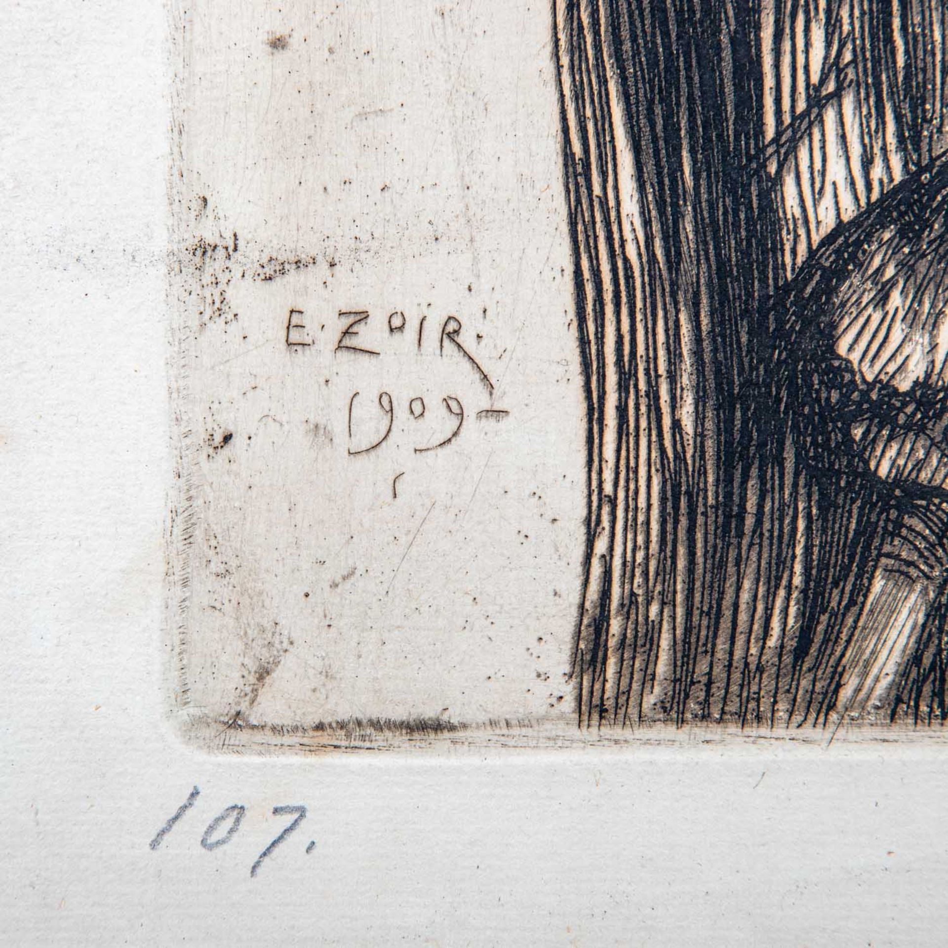 ZOIR, EMIL (1867-1936), "Halbportrait eines Herrn mit Hut im Profil", - Image 4 of 5