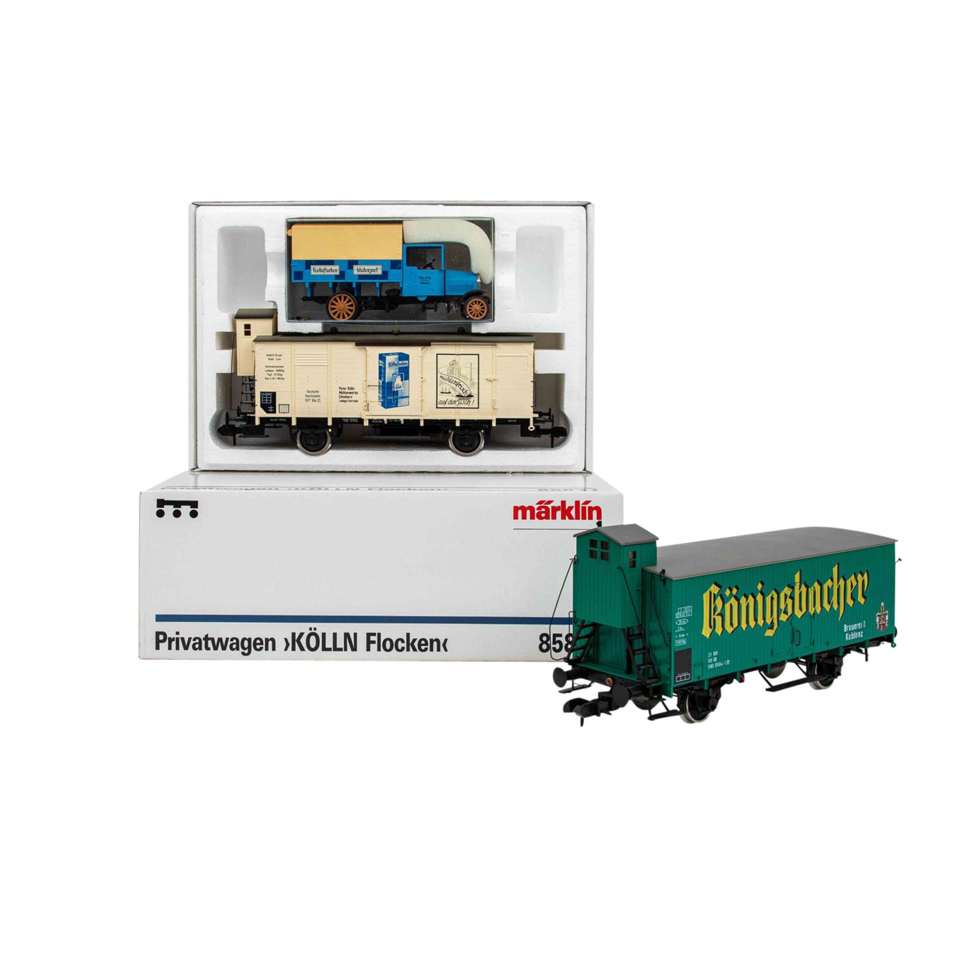 MÄRKLIN Wagen-Set 'Kölln Flocken' 85837 und Bierwagen, Spur 1,