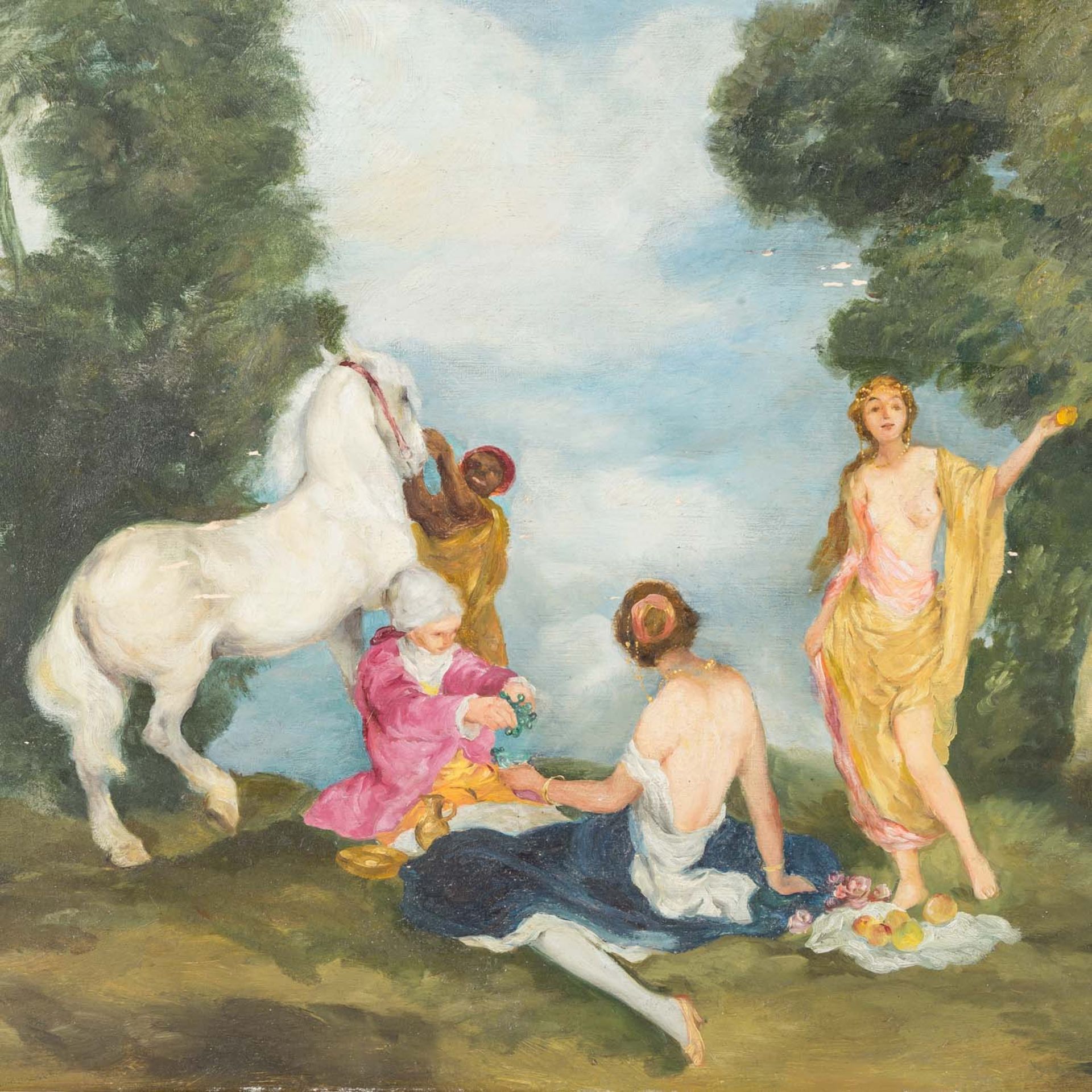 DIER, ERHARD AMADEUS (1893-1969), "Galante Gesellschaft auf Sommerwiese", - Bild 4 aus 5