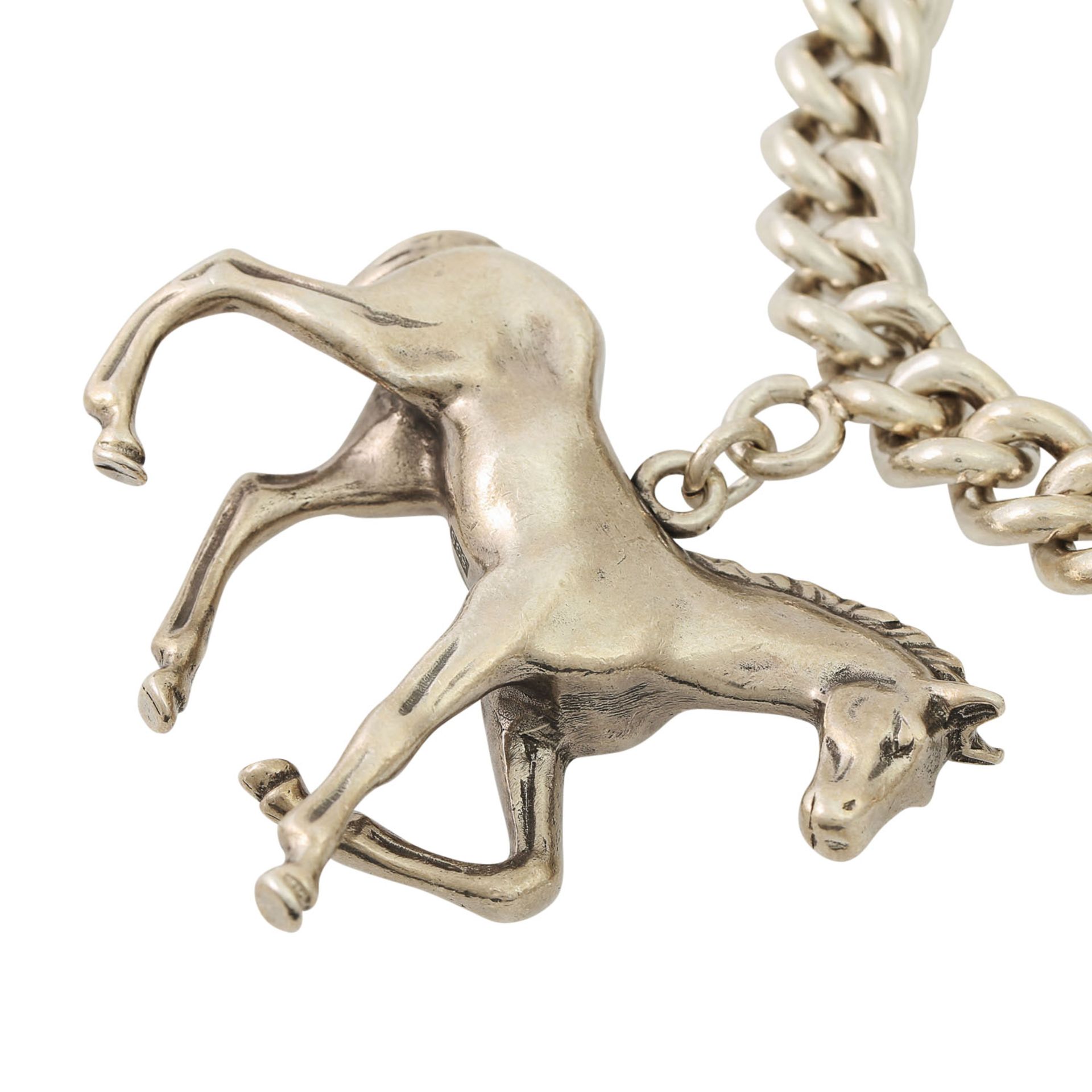 Lange Silberkette mit Pferdeanhänger, - Bild 4 aus 5
