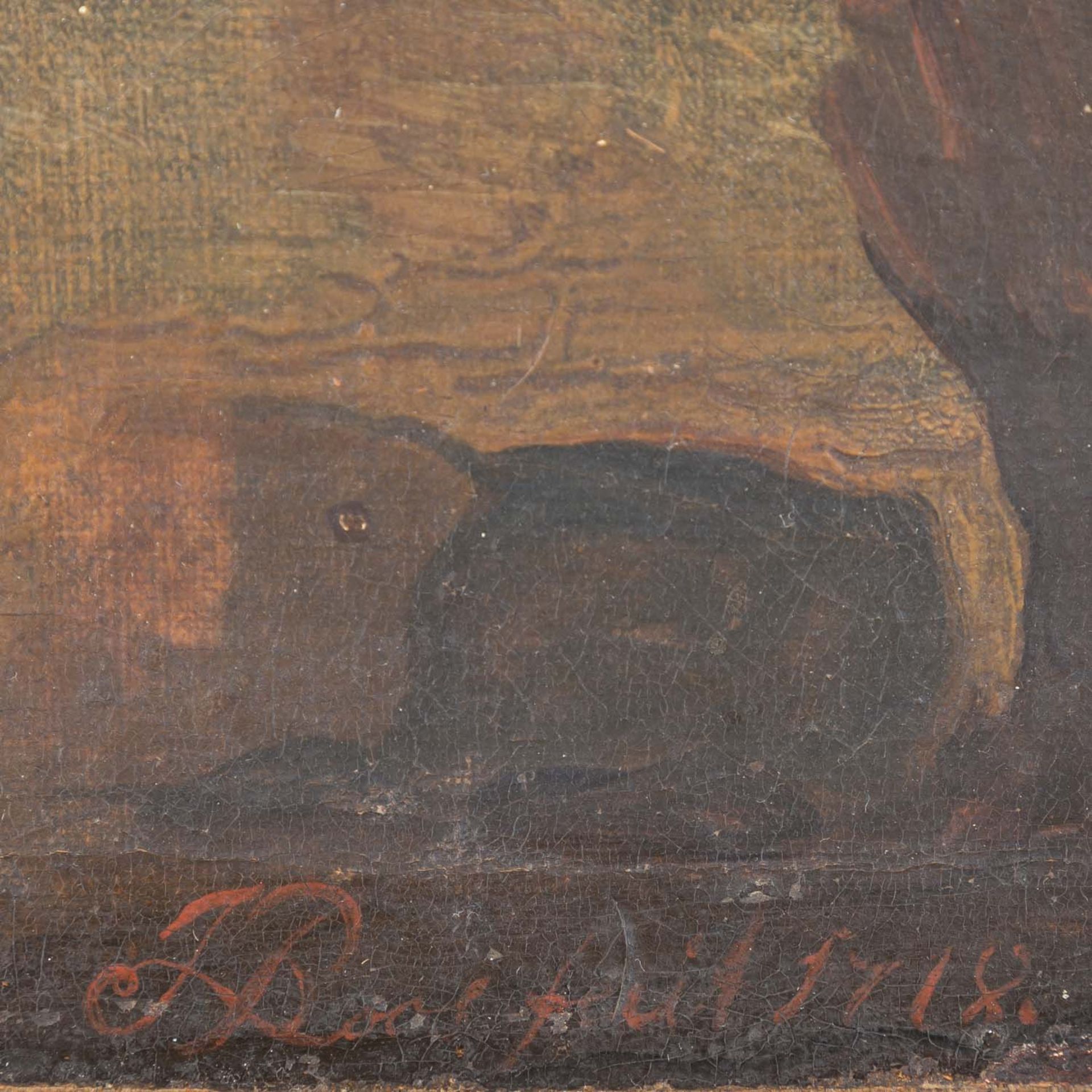 ROOS, JOHAN MELCHIOR (Frankfurt a. M. 1659-1731 ebenda), "Zwei Ziegen in felsiger Landschaft", - Bild 3 aus 4