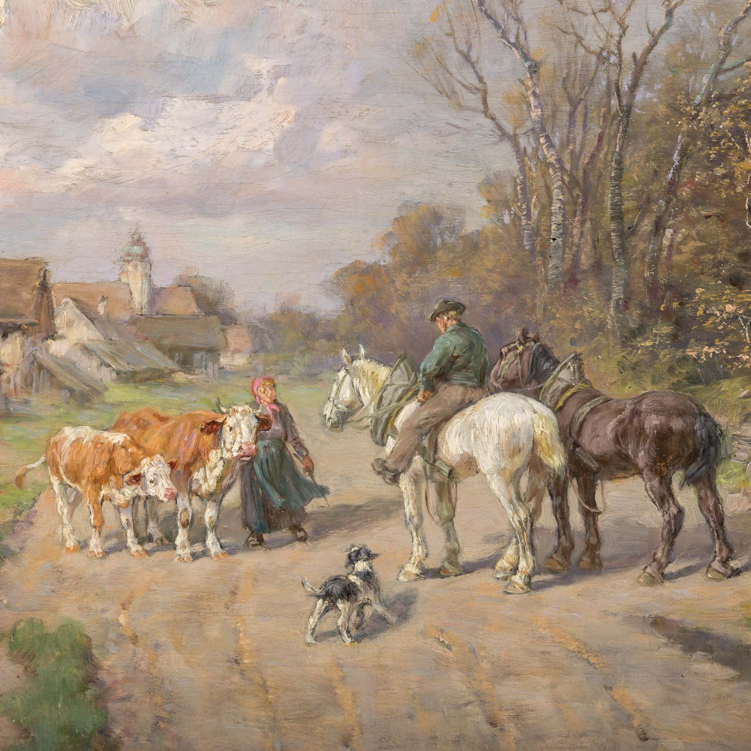 THOMASSIN, DÉSIRÉ (1858-1933), "Begegnung vor dem Dorf", - Image 4 of 5