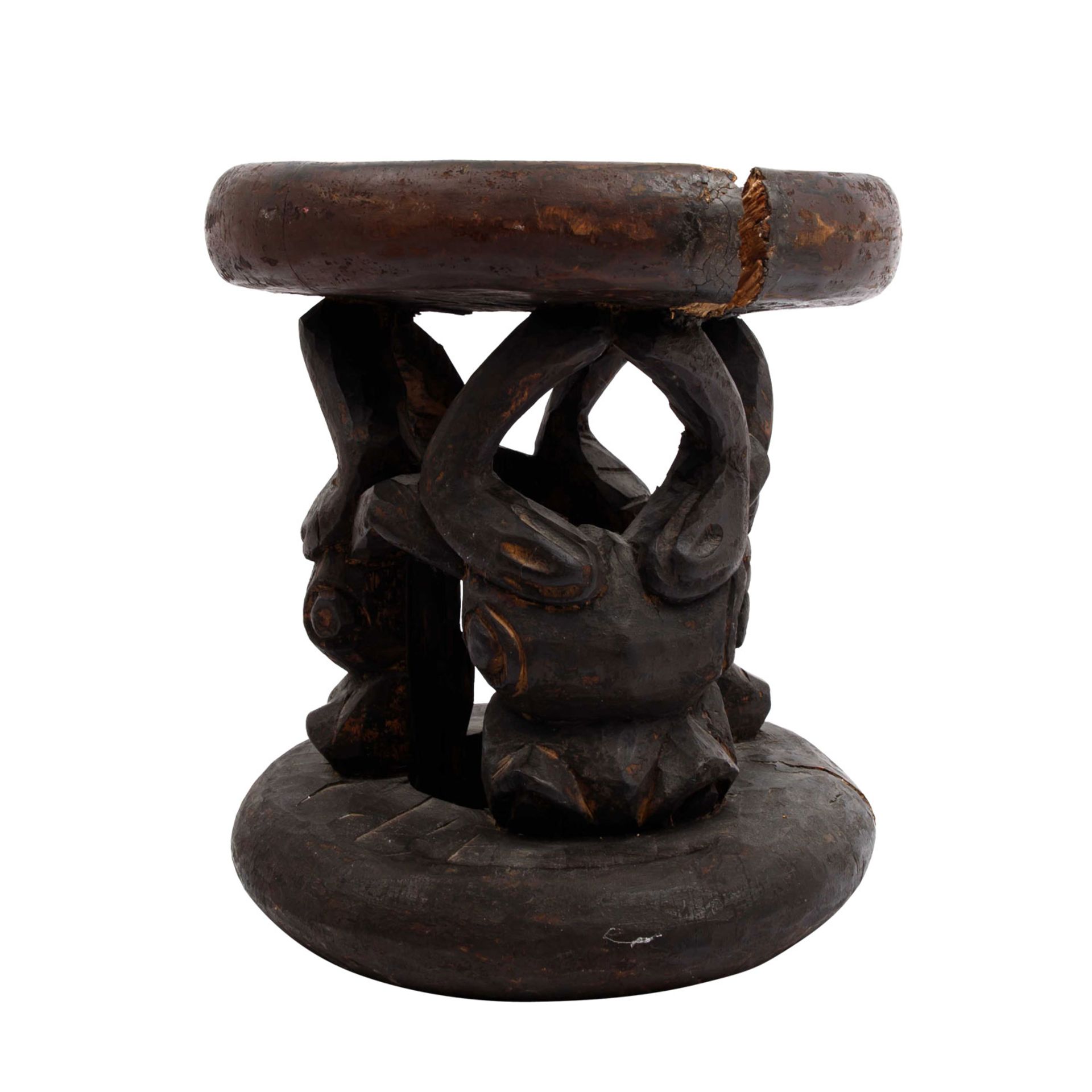 Hocker aus Holz mit Ochsenschnitzerei. KAMERUN GRASLAND - Image 2 of 9