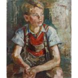 SCHOBER, PETER JAKOB (1897-1983), "Sitzender Junge mit Lederhose",