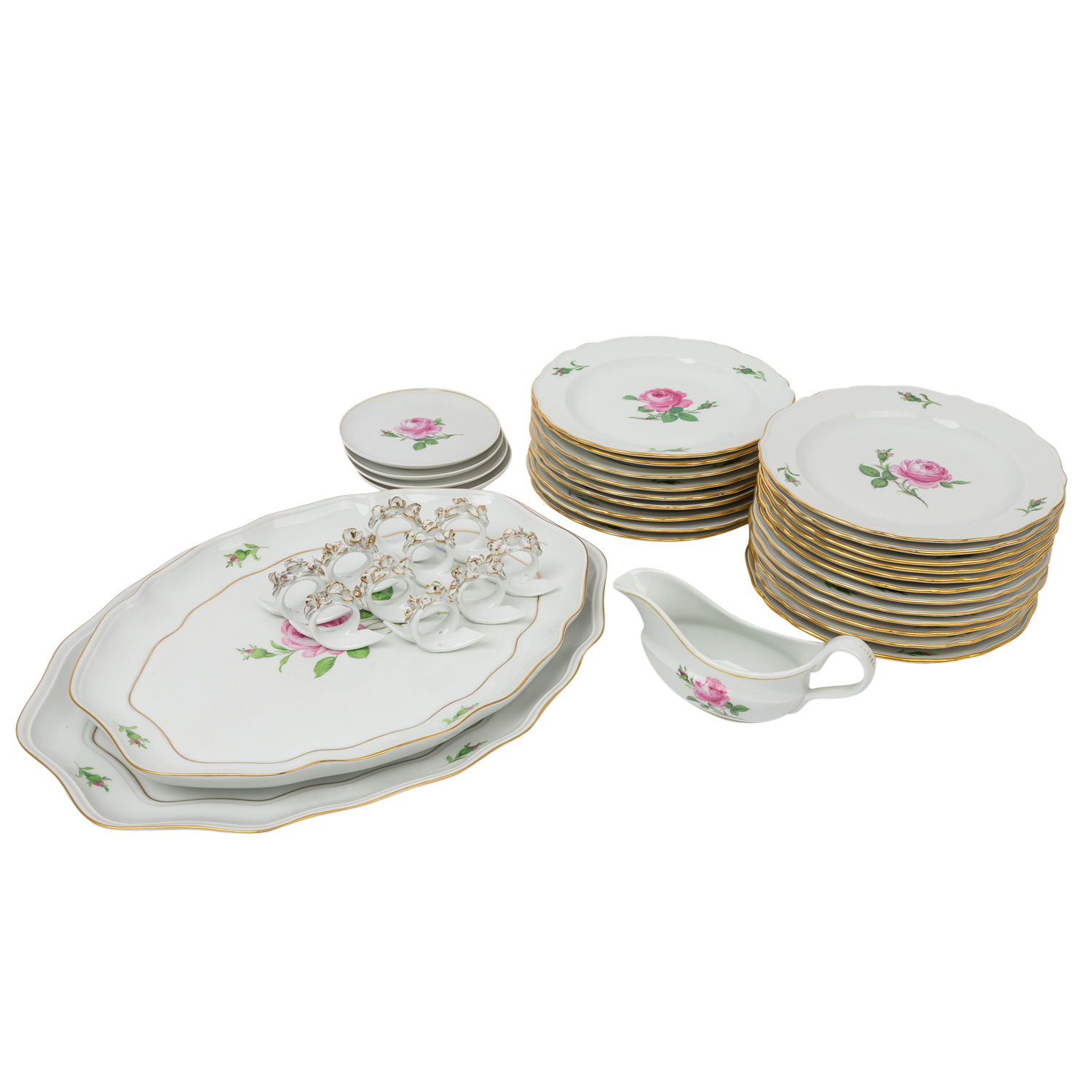 MEISSEN u.a. 38-tlg. Konvolut 'Rote Rose', 1. und 2. Wahl, 20. Jh.: