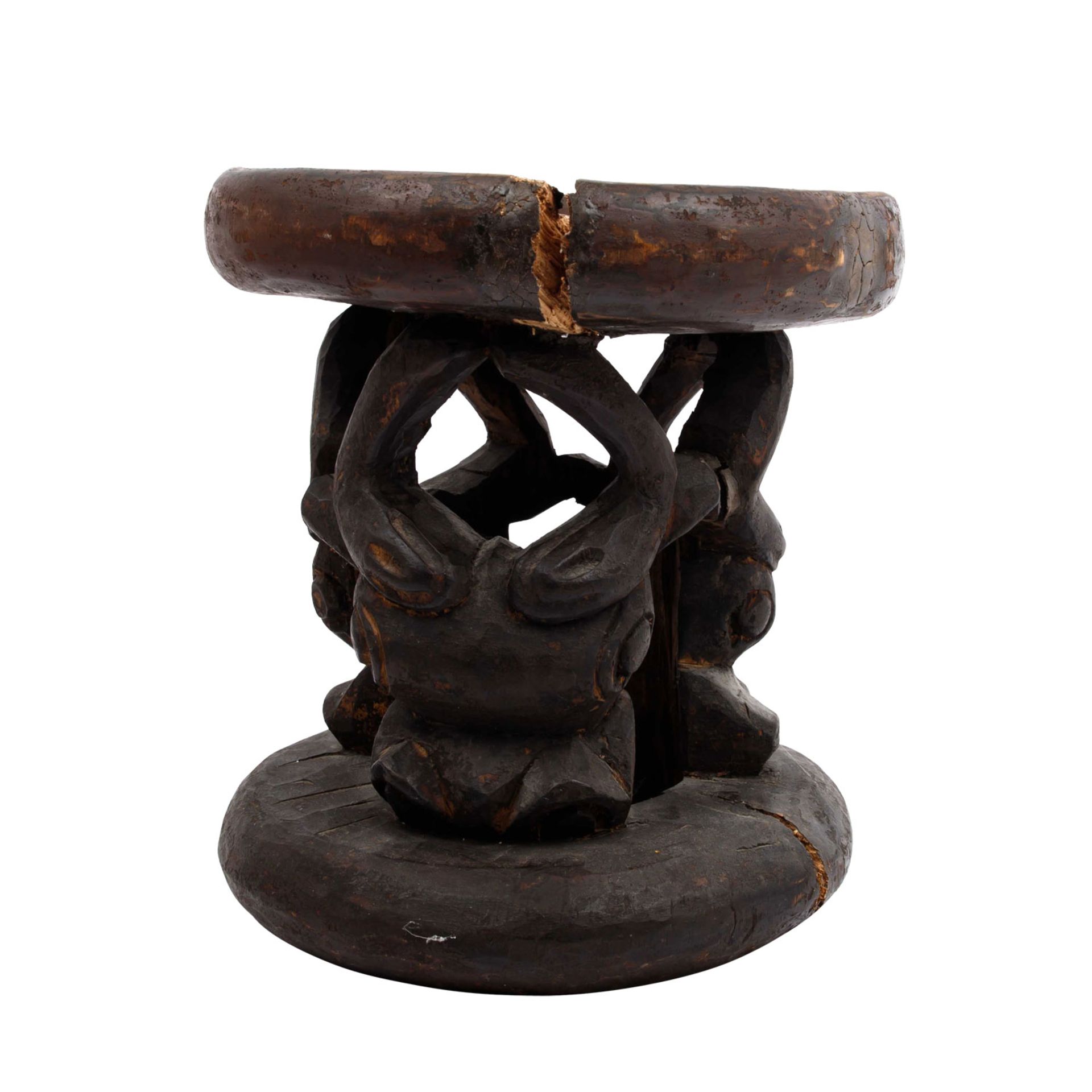 Hocker aus Holz mit Ochsenschnitzerei. KAMERUN GRASLAND - Image 3 of 9