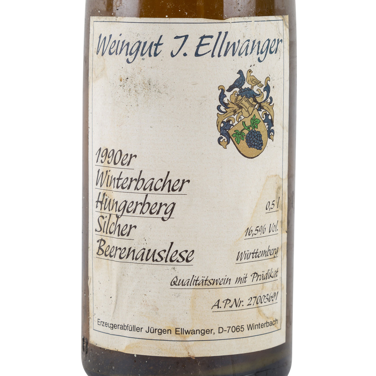 JÜRGEN ELLWANGER 1 Flasche Winterbacher Hungerberg Silcher Beerenauslese 1990, - Image 2 of 3