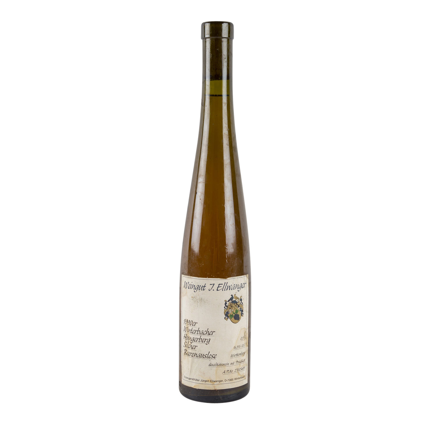 JÜRGEN ELLWANGER 1 Flasche Winterbacher Hungerberg Silcher Beerenauslese 1990,