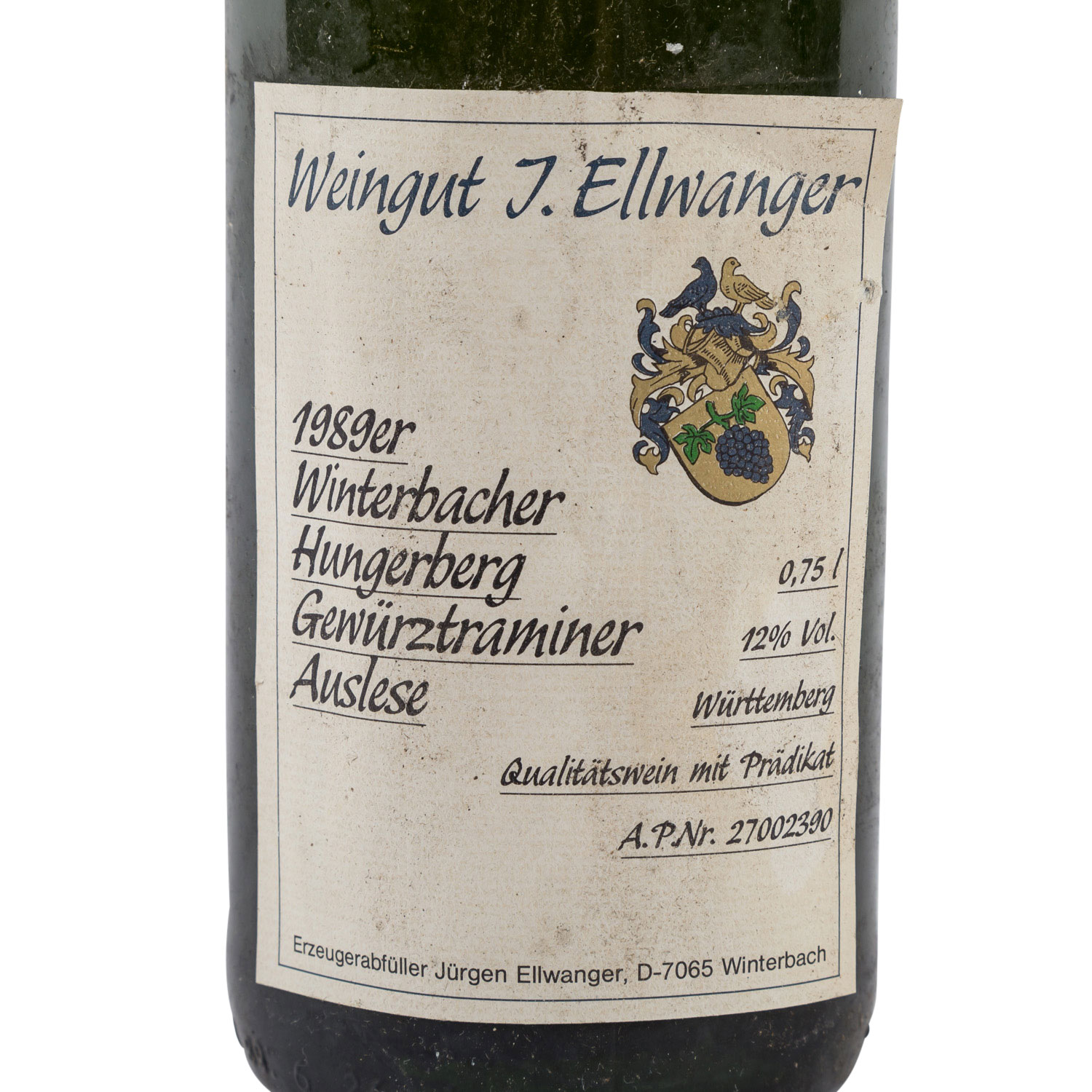 JÜRGEN ELLWANGER 1 Flasche Winterbacher Hungerberg 1989, - Image 2 of 4