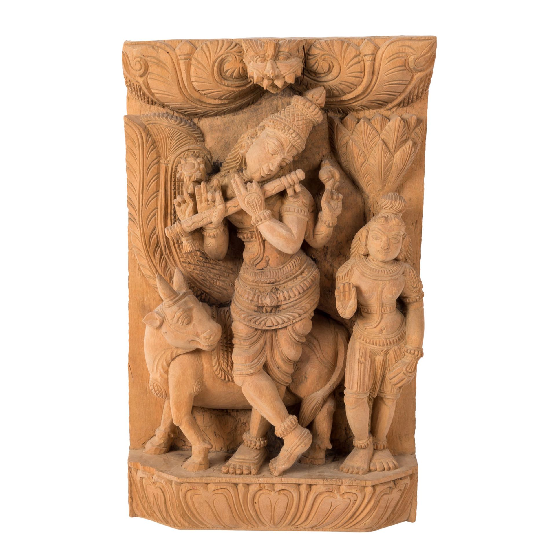2 Reliefschnitzereien aus Holz. INDIEN, 20. Jh.: - Image 5 of 8